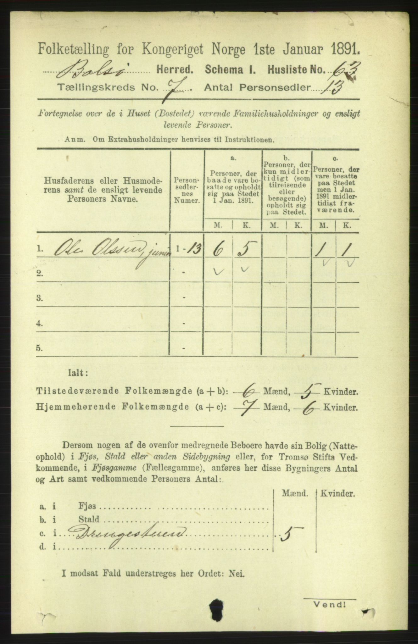 RA, 1891 census for 1544 Bolsøy, 1891, p. 4186