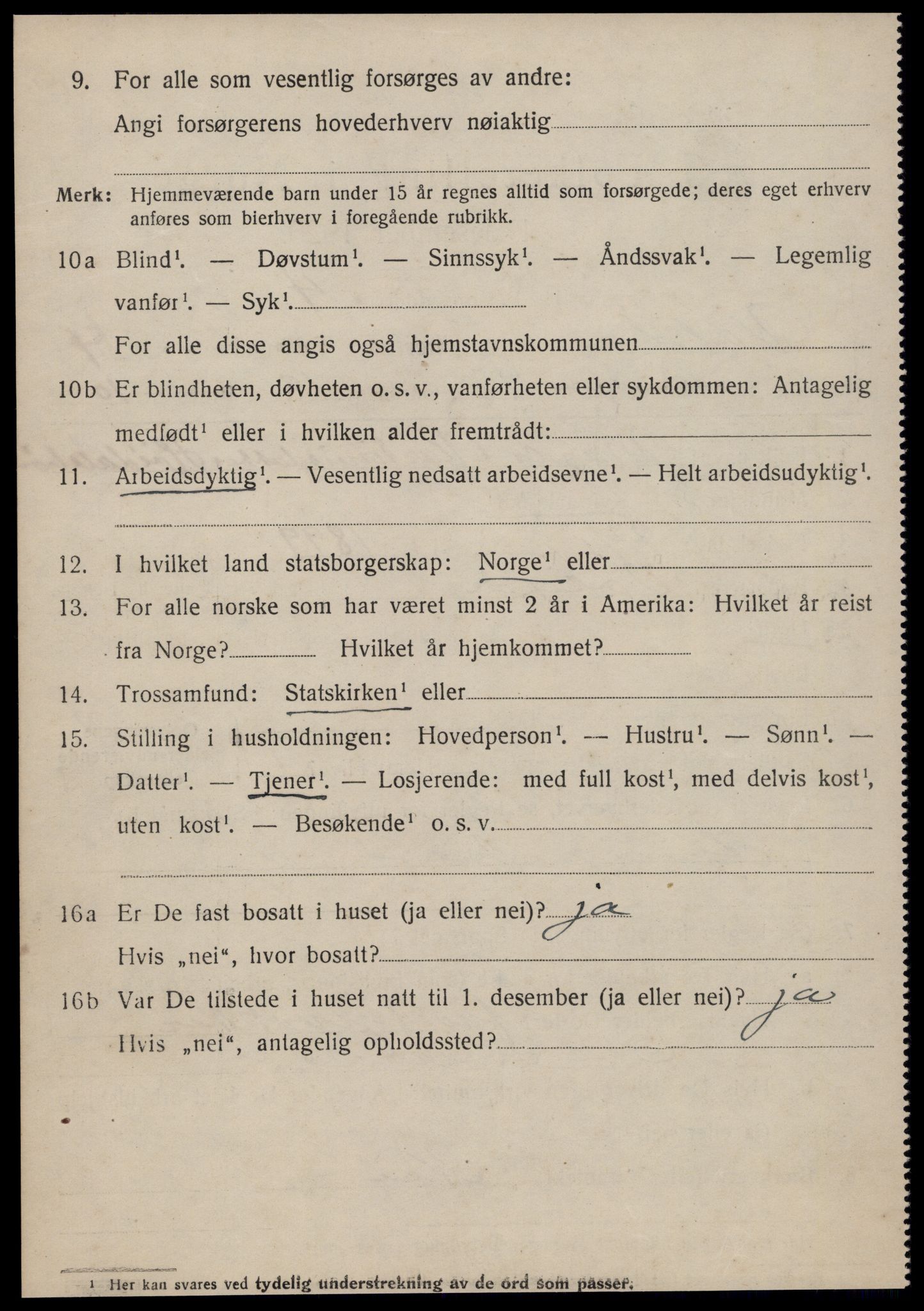 SAT, 1920 census for Volda, 1920, p. 3683