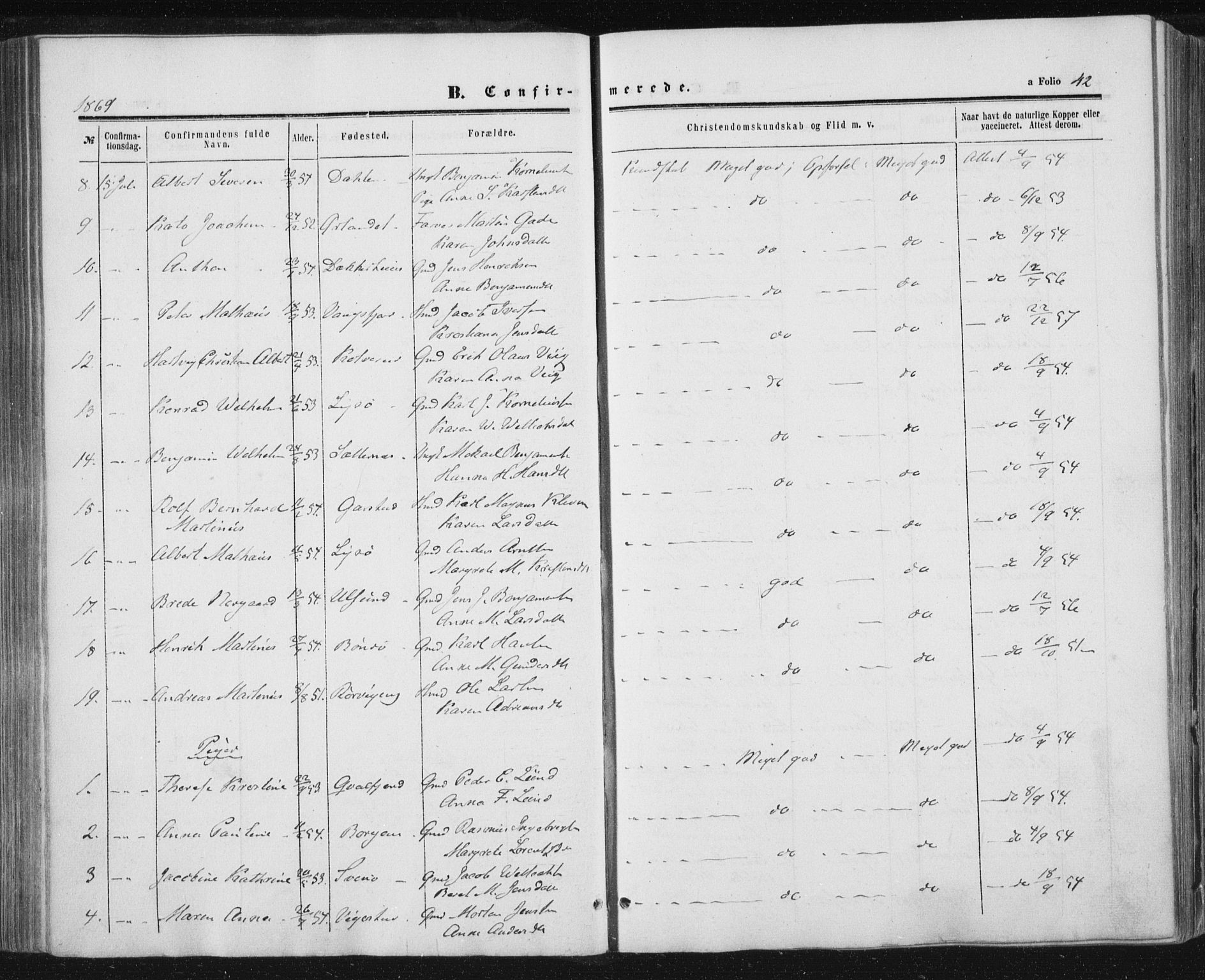 Ministerialprotokoller, klokkerbøker og fødselsregistre - Nord-Trøndelag, AV/SAT-A-1458/784/L0670: Parish register (official) no. 784A05, 1860-1876, p. 42