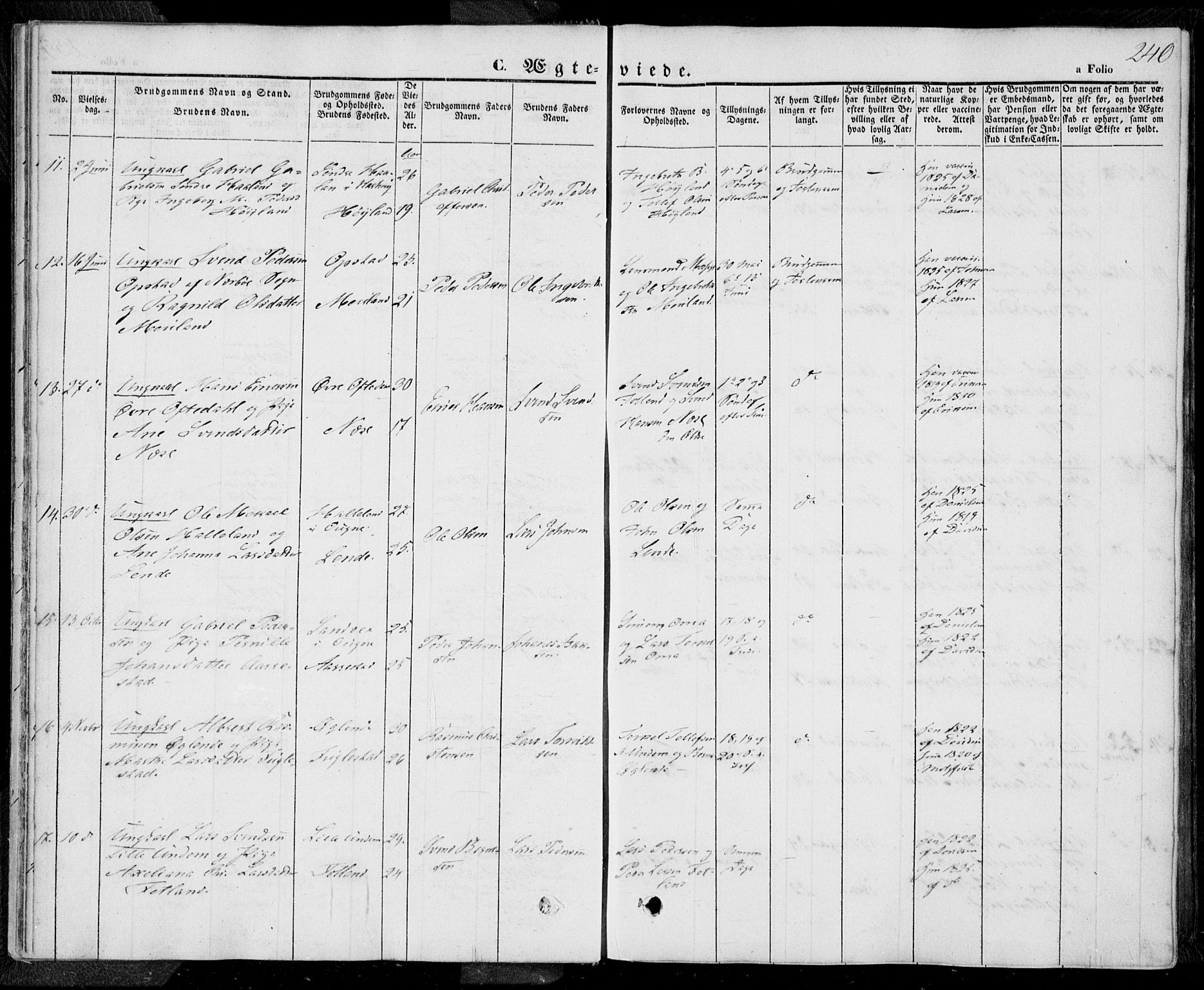 Lye sokneprestkontor, AV/SAST-A-101794/001/30BA/L0006: Parish register (official) no. A 5.2, 1842-1855, p. 240