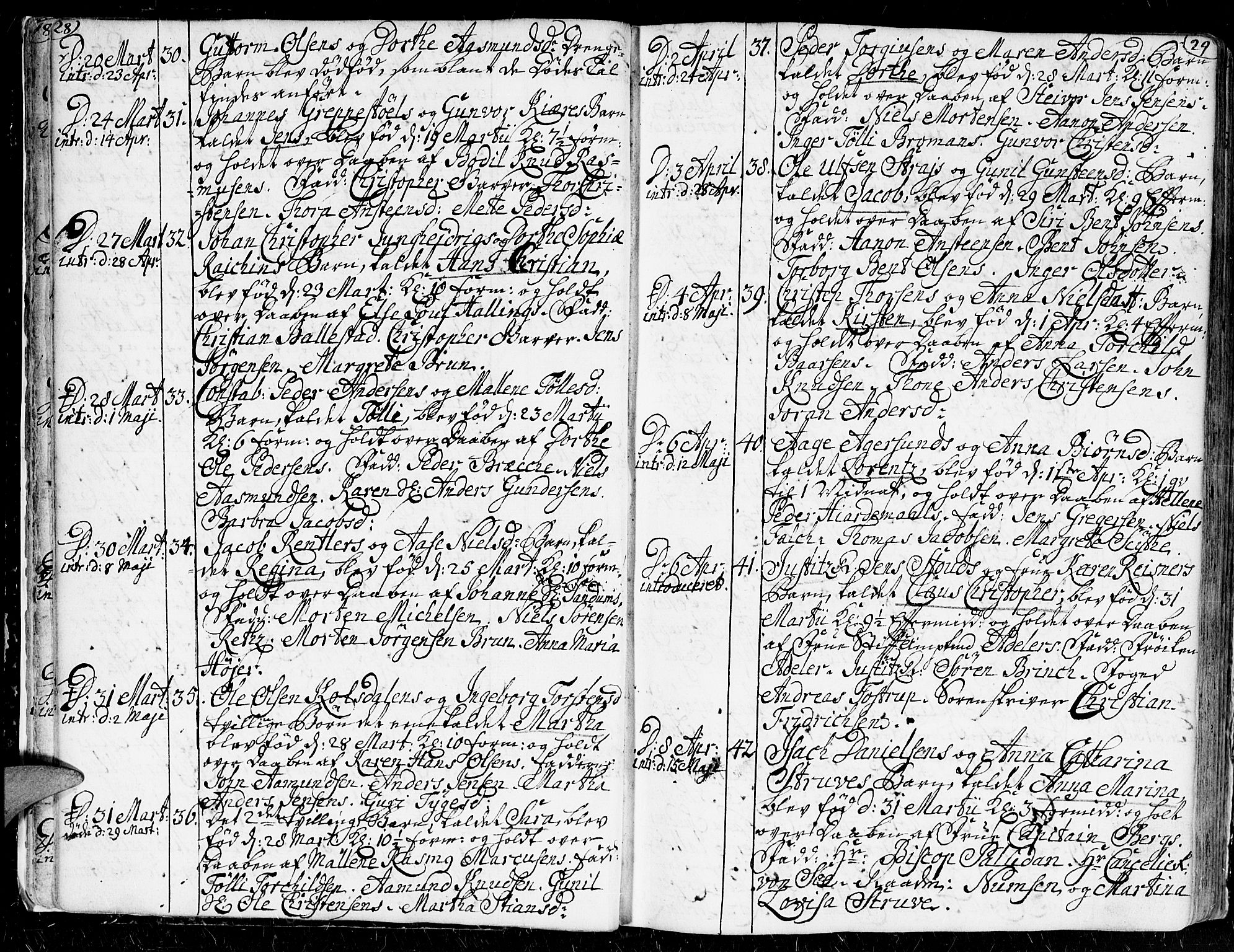 Kristiansand domprosti, AV/SAK-1112-0006/F/Fa/L0002: Parish register (official) no. A 2, 1755-1778, p. 28-29