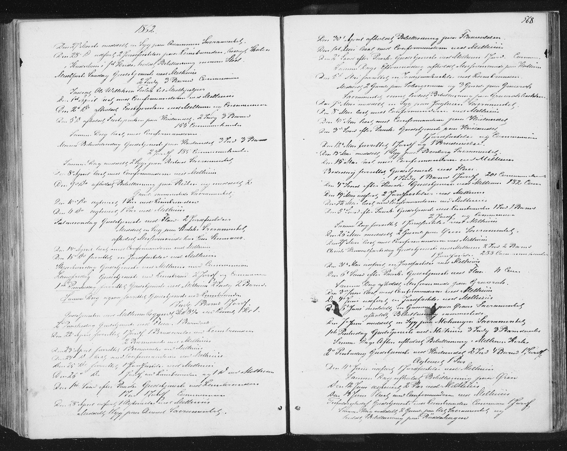 Ministerialprotokoller, klokkerbøker og fødselsregistre - Sør-Trøndelag, SAT/A-1456/691/L1077: Parish register (official) no. 691A09, 1862-1873, p. 568