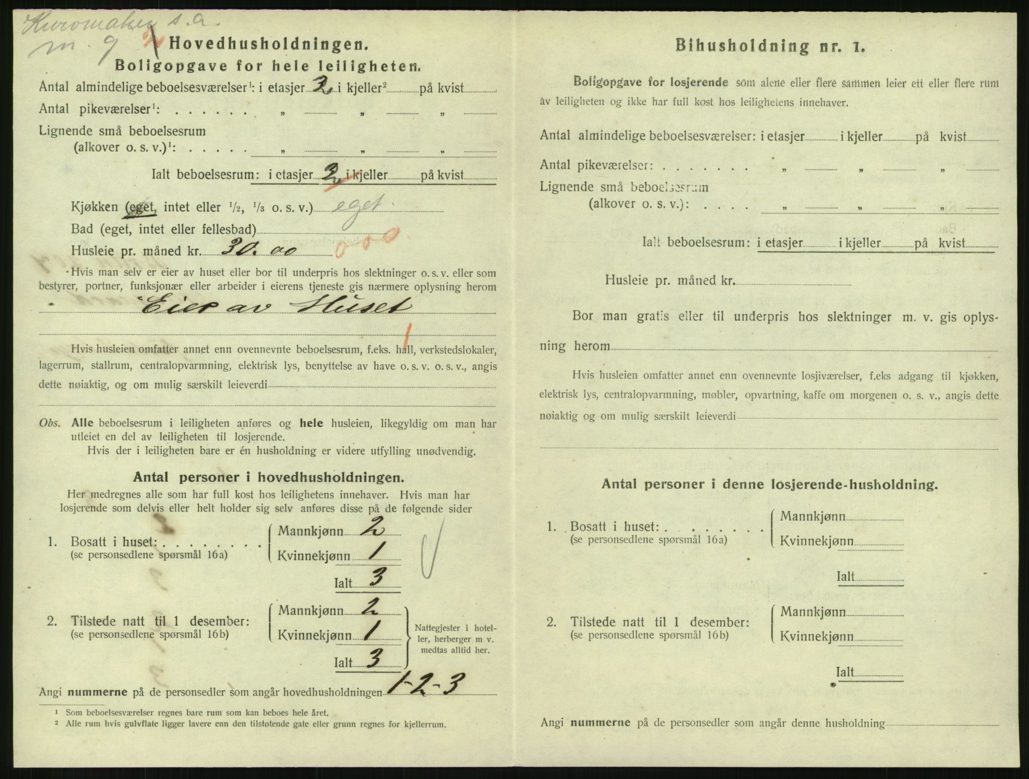 SAH, 1920 census for Lillehammer, 1920, p. 2017