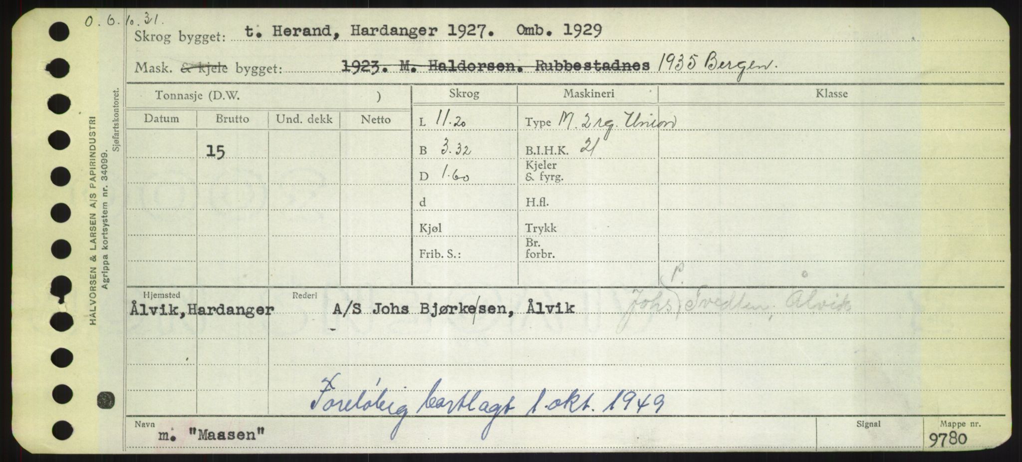 Sjøfartsdirektoratet med forløpere, Skipsmålingen, RA/S-1627/H/Hd/L0025: Fartøy, Min-Mås, p. 509