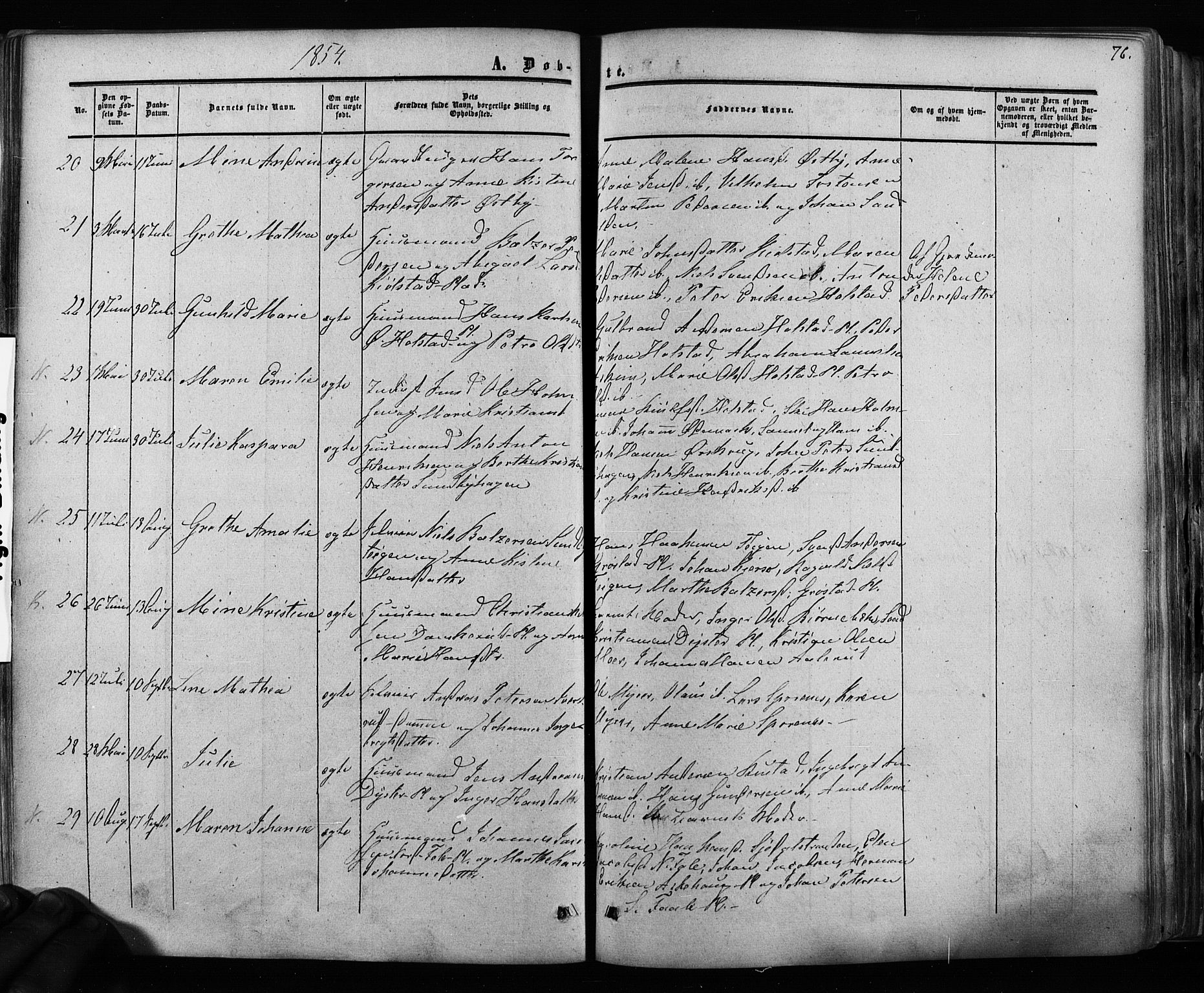 Ås prestekontor Kirkebøker, AV/SAO-A-10894/F/Fa/L0007: Parish register (official) no. I 7, 1854-1870, p. 76