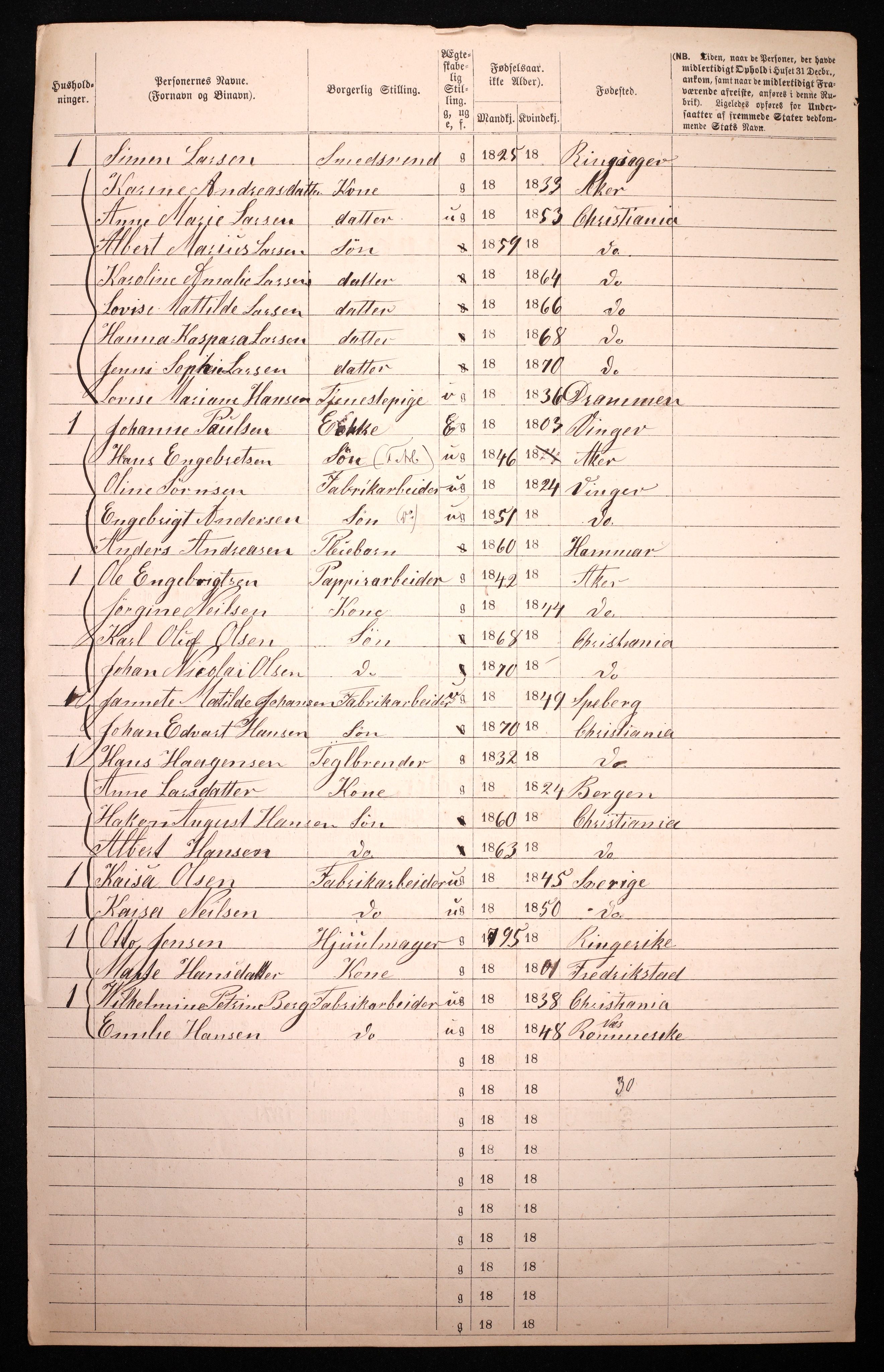 RA, 1870 census for 0301 Kristiania, 1870, p. 381