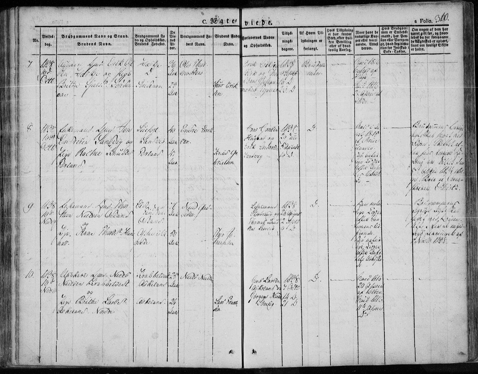 Tysvær sokneprestkontor, AV/SAST-A -101864/H/Ha/Haa/L0001: Parish register (official) no. A 1.1, 1831-1856, p. 310