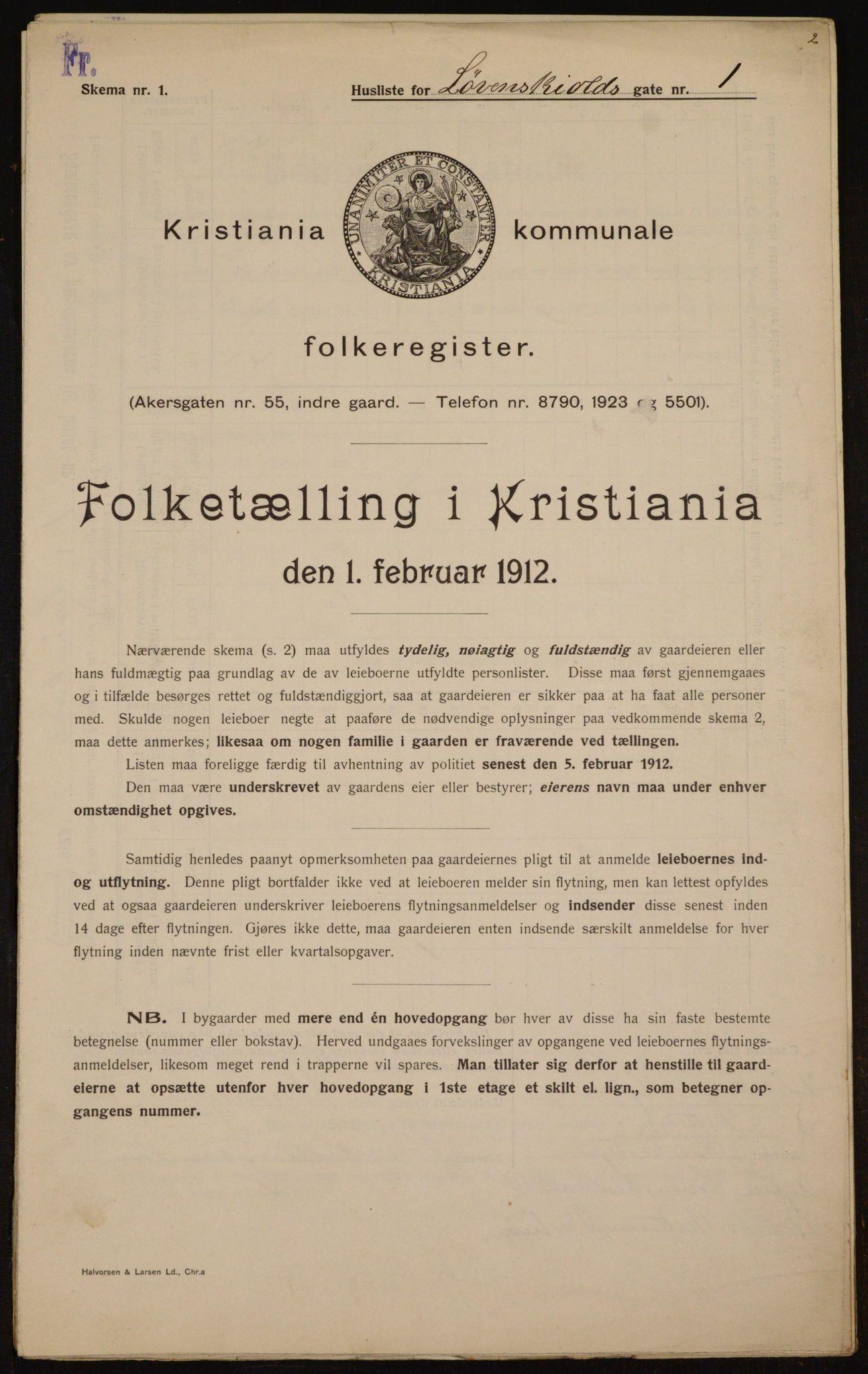 OBA, Municipal Census 1912 for Kristiania, 1912, p. 59147