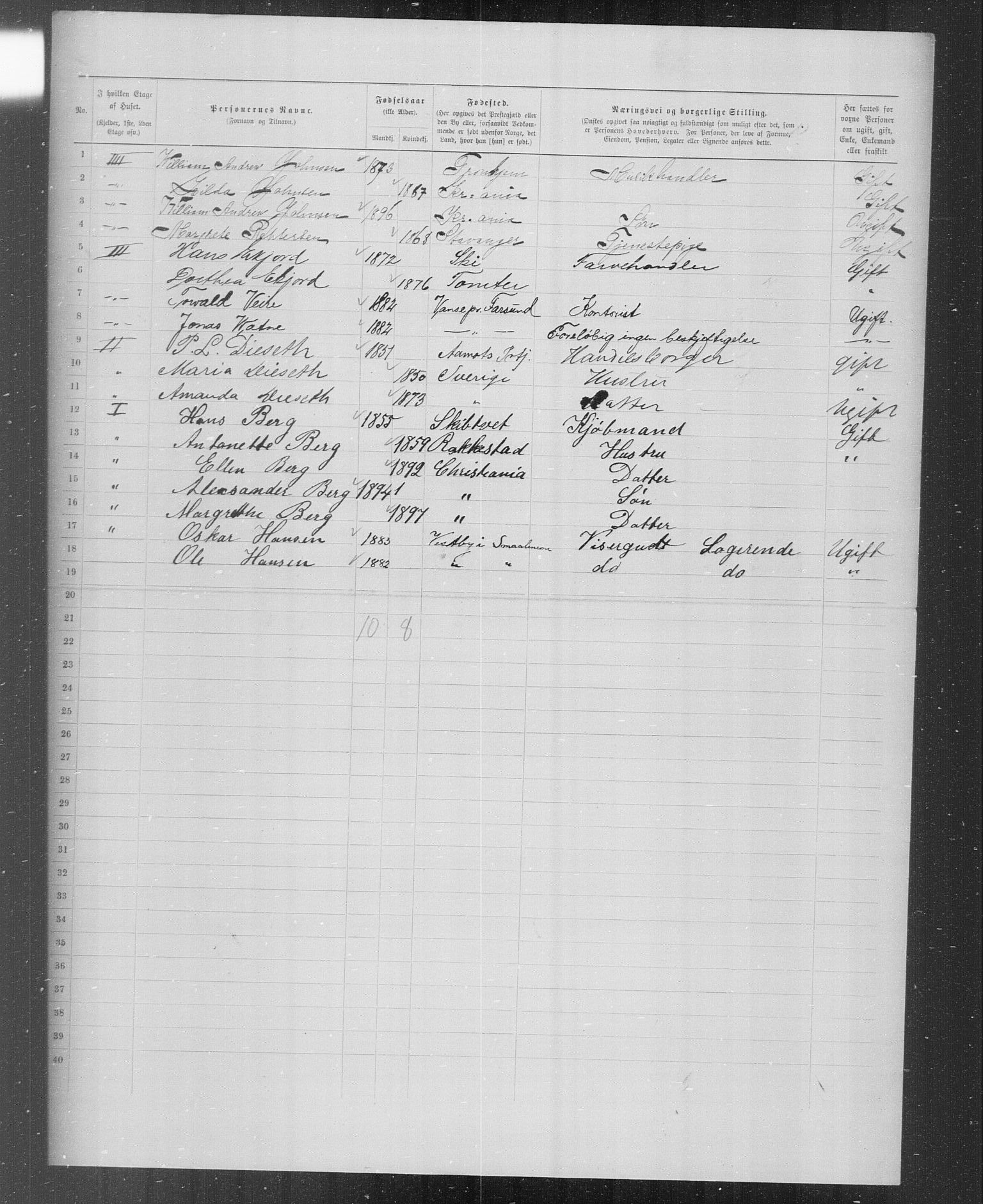 OBA, Municipal Census 1899 for Kristiania, 1899, p. 4586