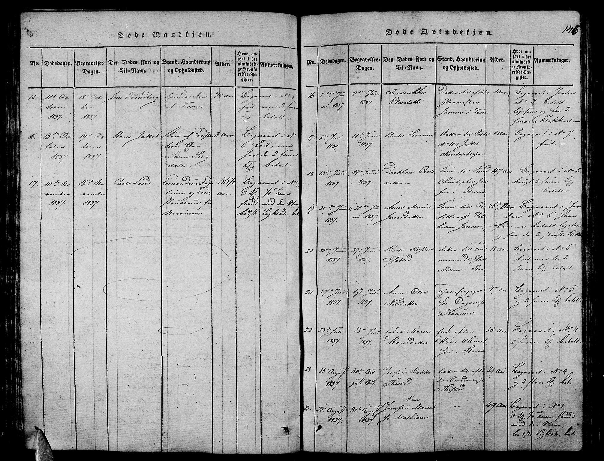 Stavern kirkebøker, SAKO/A-318/G/Ga/L0001: Parish register (copy) no. 1, 1817-1841, p. 146