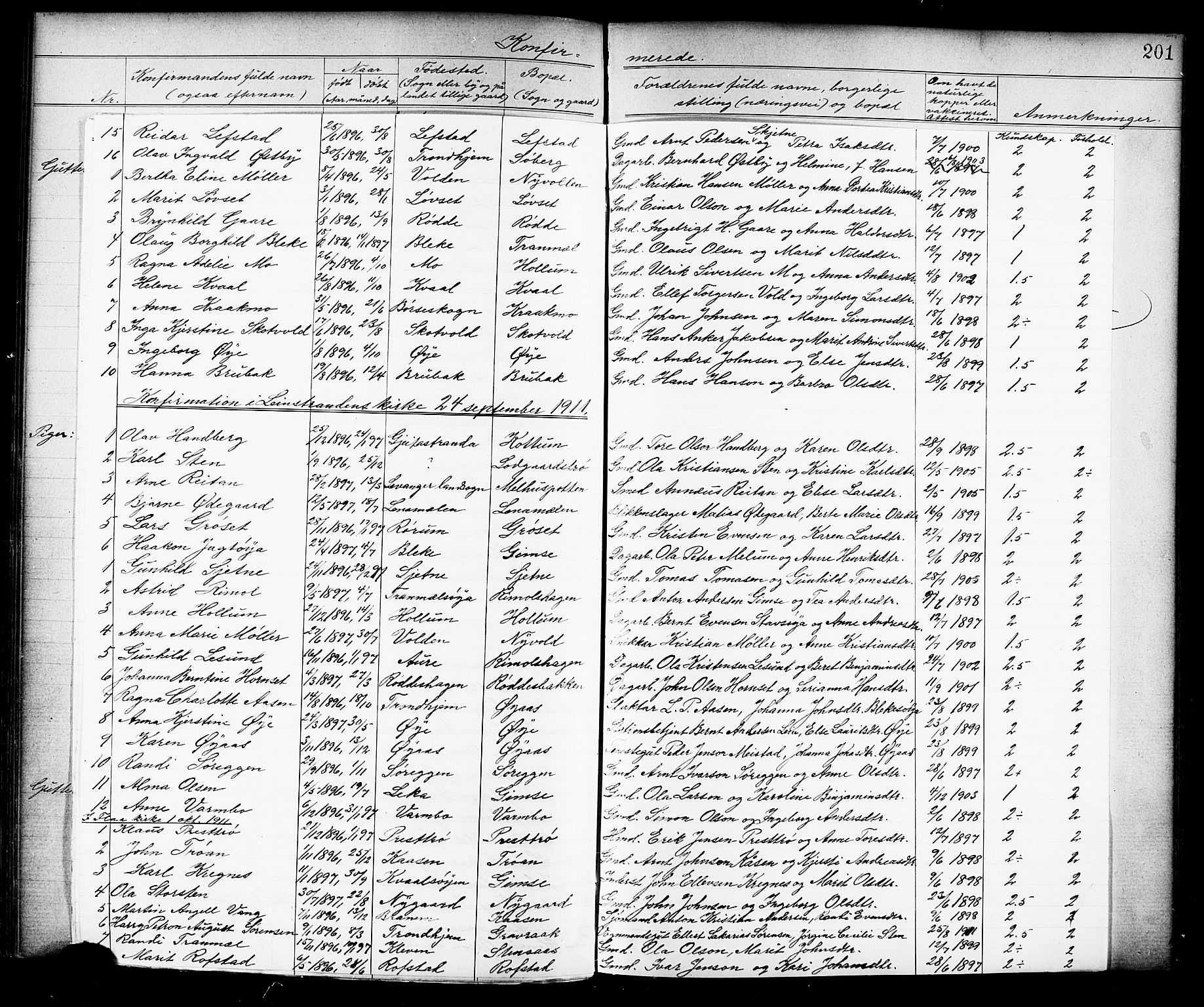 Ministerialprotokoller, klokkerbøker og fødselsregistre - Sør-Trøndelag, SAT/A-1456/691/L1094: Parish register (copy) no. 691C05, 1879-1911, p. 201l
