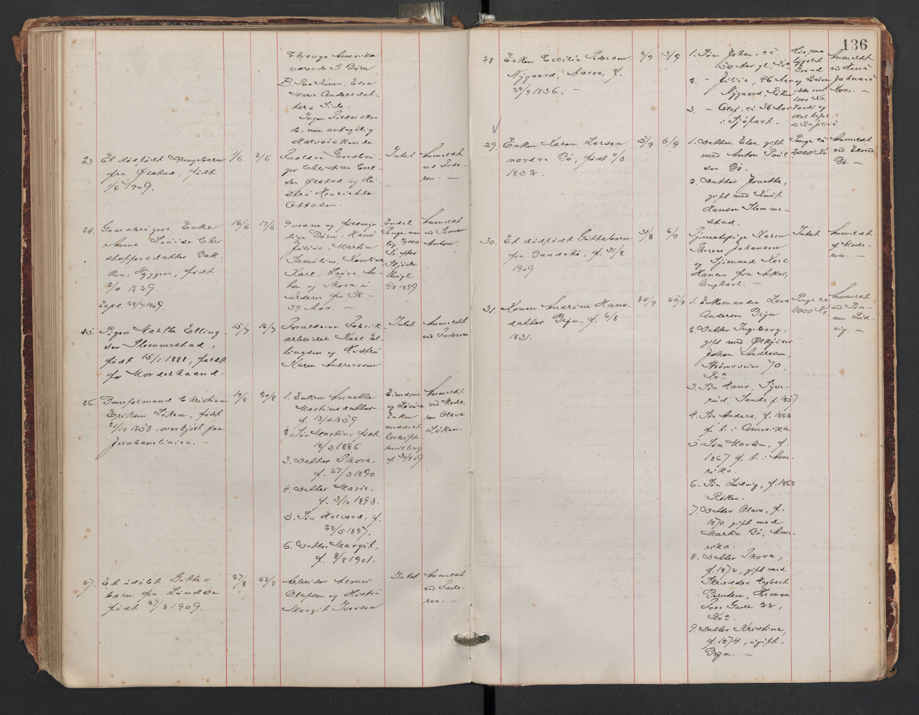Røyken lensmannskontor, AV/SAKO-A-522/H/Ha/L0001: Dødsfallsprotokoll, 1875-1910, p. 136