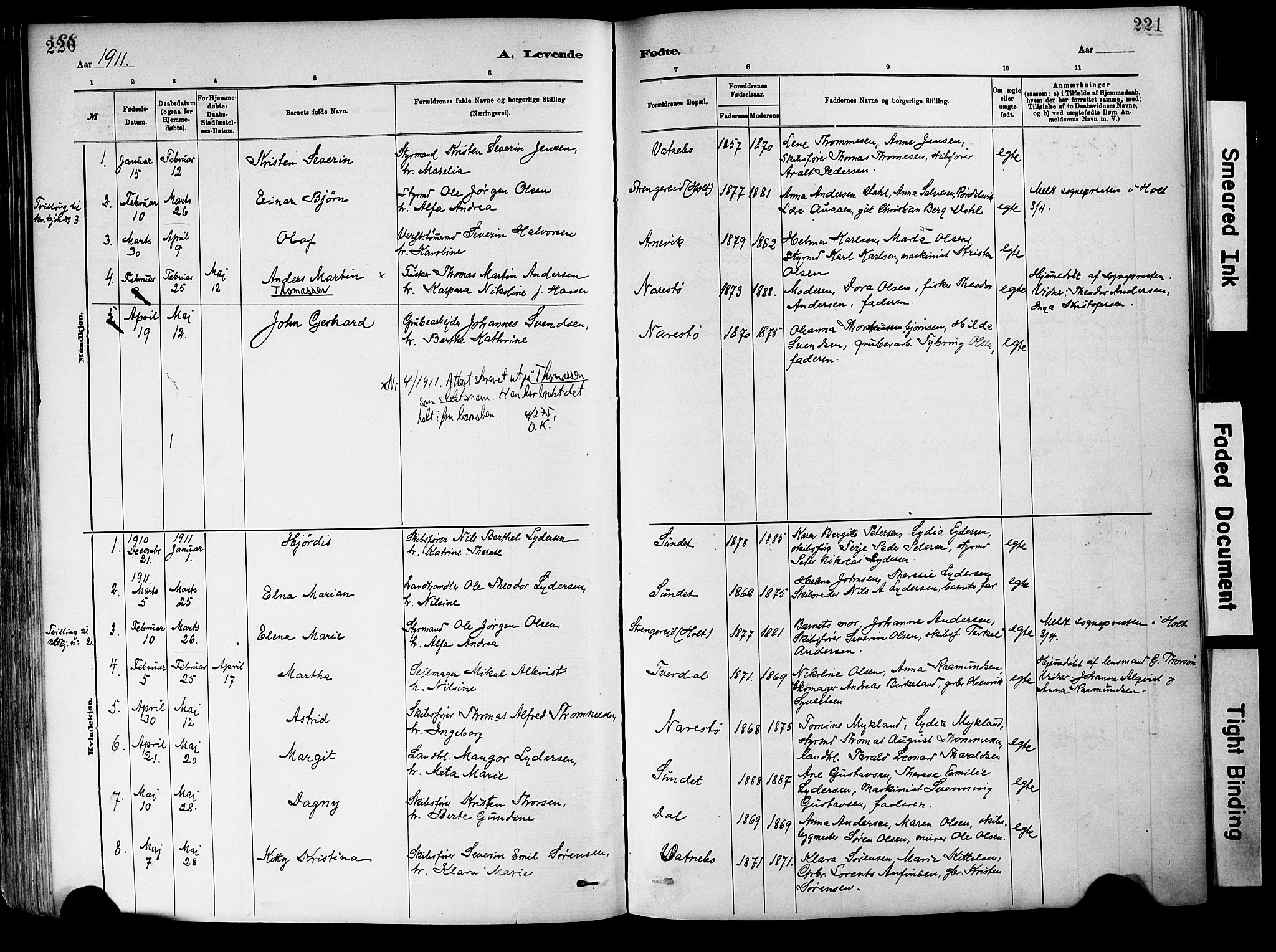 Dypvåg sokneprestkontor, SAK/1111-0007/F/Fa/Fab/L0001: Parish register (official) no. A 1, 1885-1912, p. 220-221