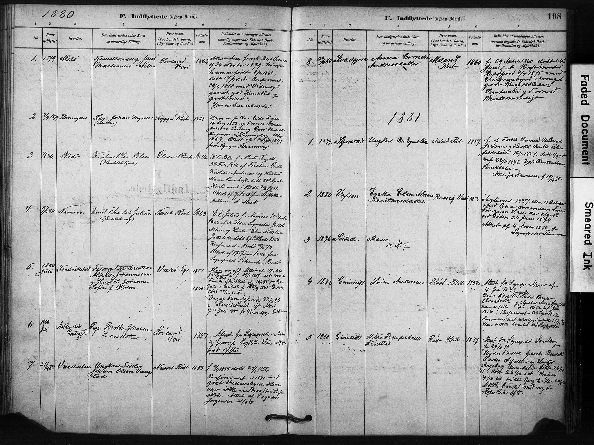 Ministerialprotokoller, klokkerbøker og fødselsregistre - Nordland, AV/SAT-A-1459/807/L0122: Parish register (official) no. 807A05, 1880-1902, p. 198