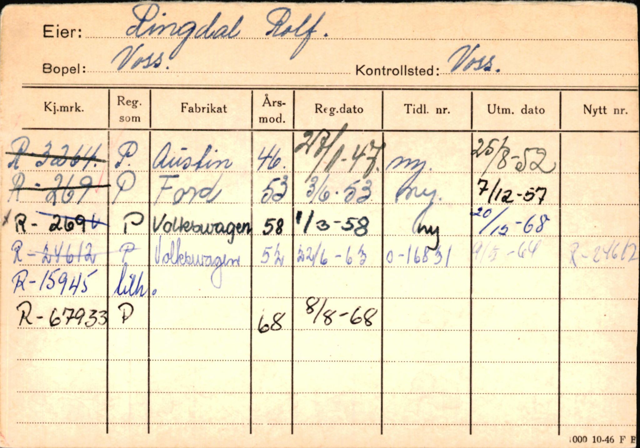 Statens vegvesen, Hordaland vegkontor, AV/SAB-A-5201/2/Ha/L0045: R-eierkort R, 1920-1971, p. 10