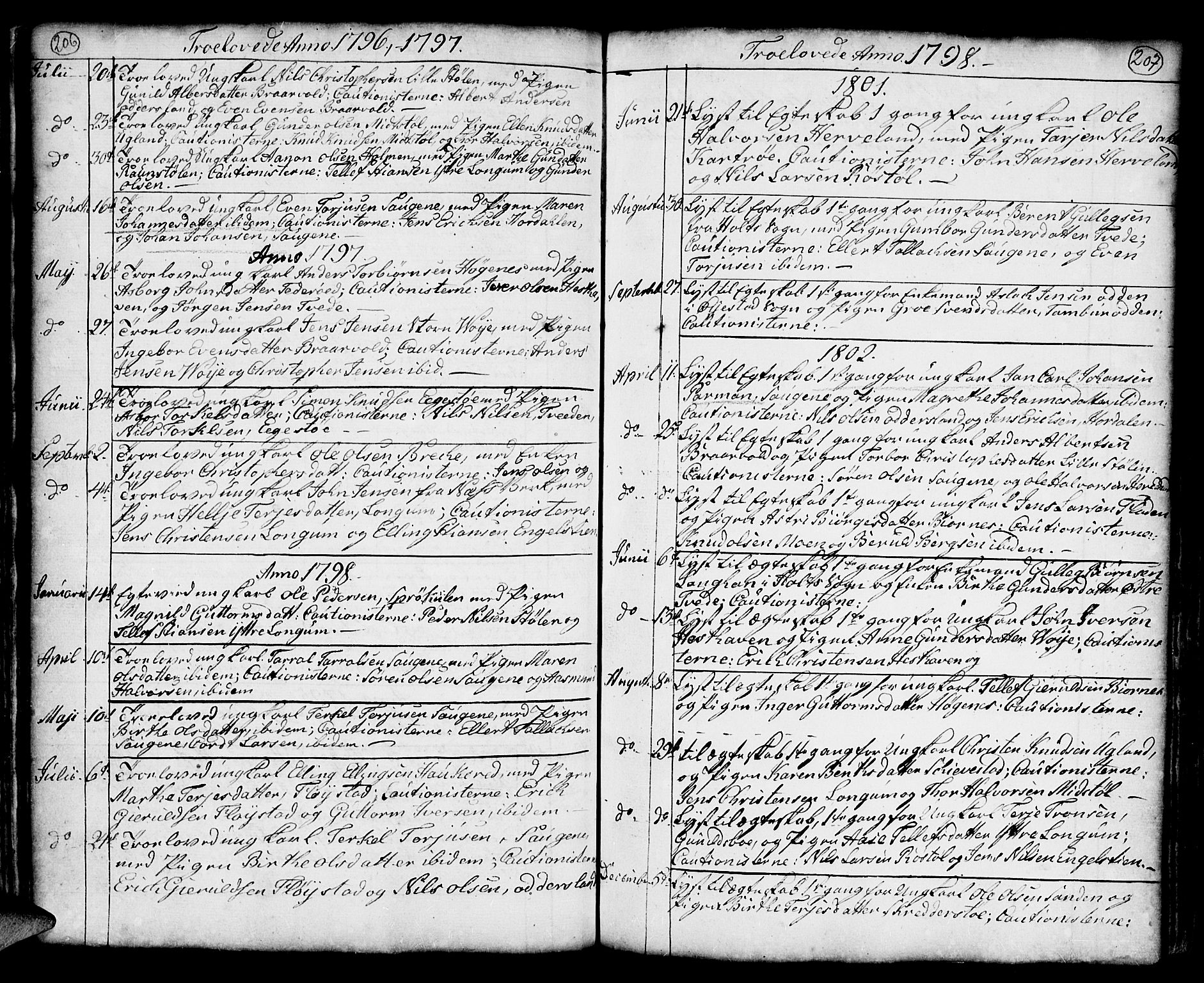 Austre Moland sokneprestkontor, AV/SAK-1111-0001/F/Fa/Faa/L0002: Parish register (official) no. A 2, 1747-1808, p. 206-207