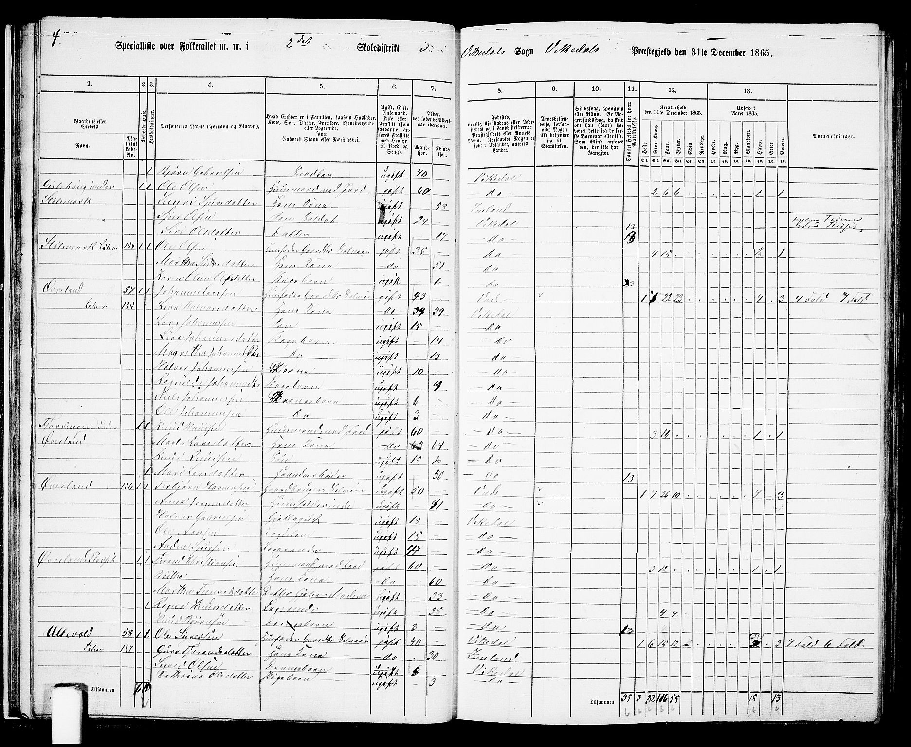 RA, 1865 census for Vikedal, 1865, p. 29