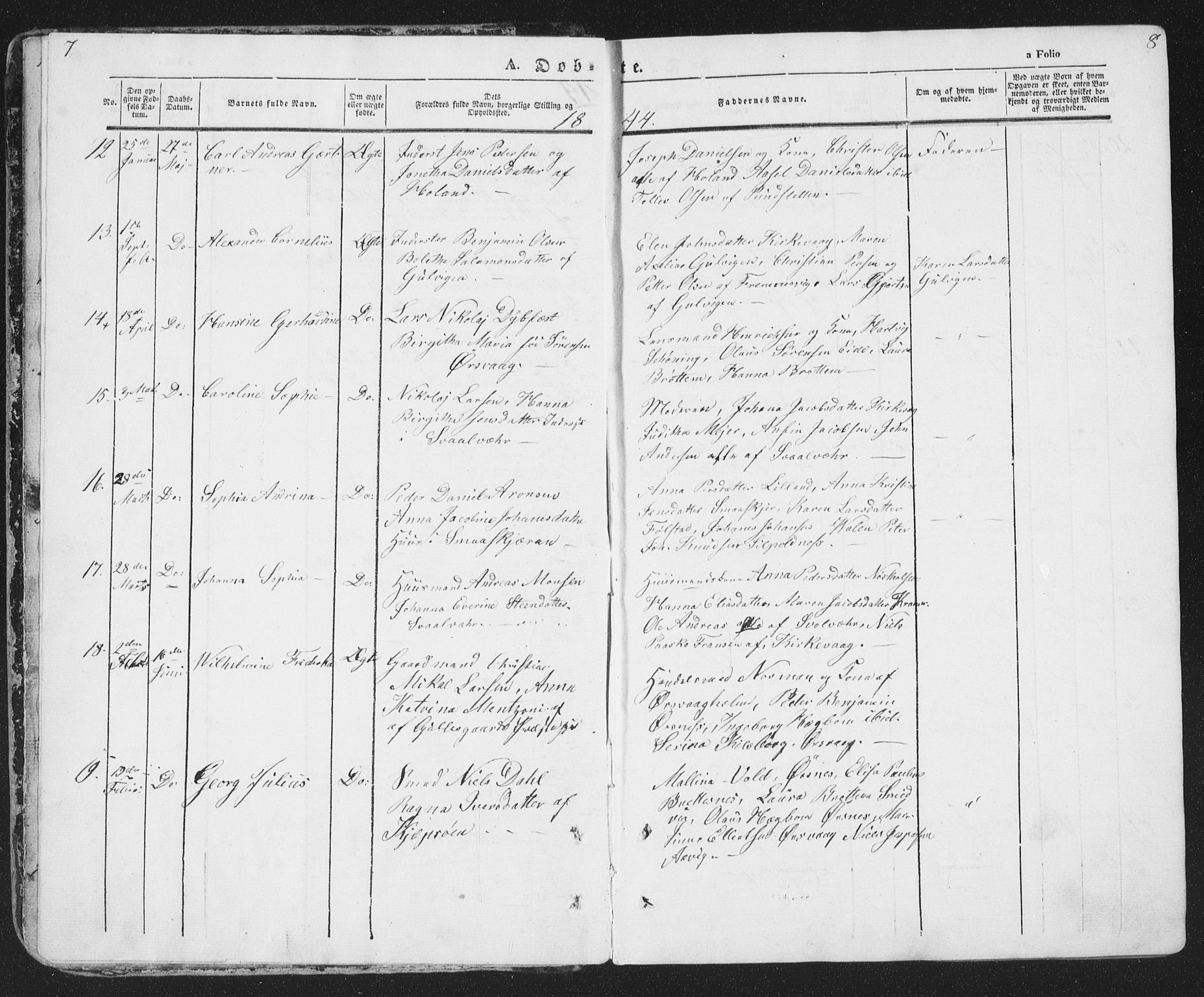 Ministerialprotokoller, klokkerbøker og fødselsregistre - Nordland, AV/SAT-A-1459/874/L1072: Parish register (copy) no. 874C01, 1843-1859, p. 7-8