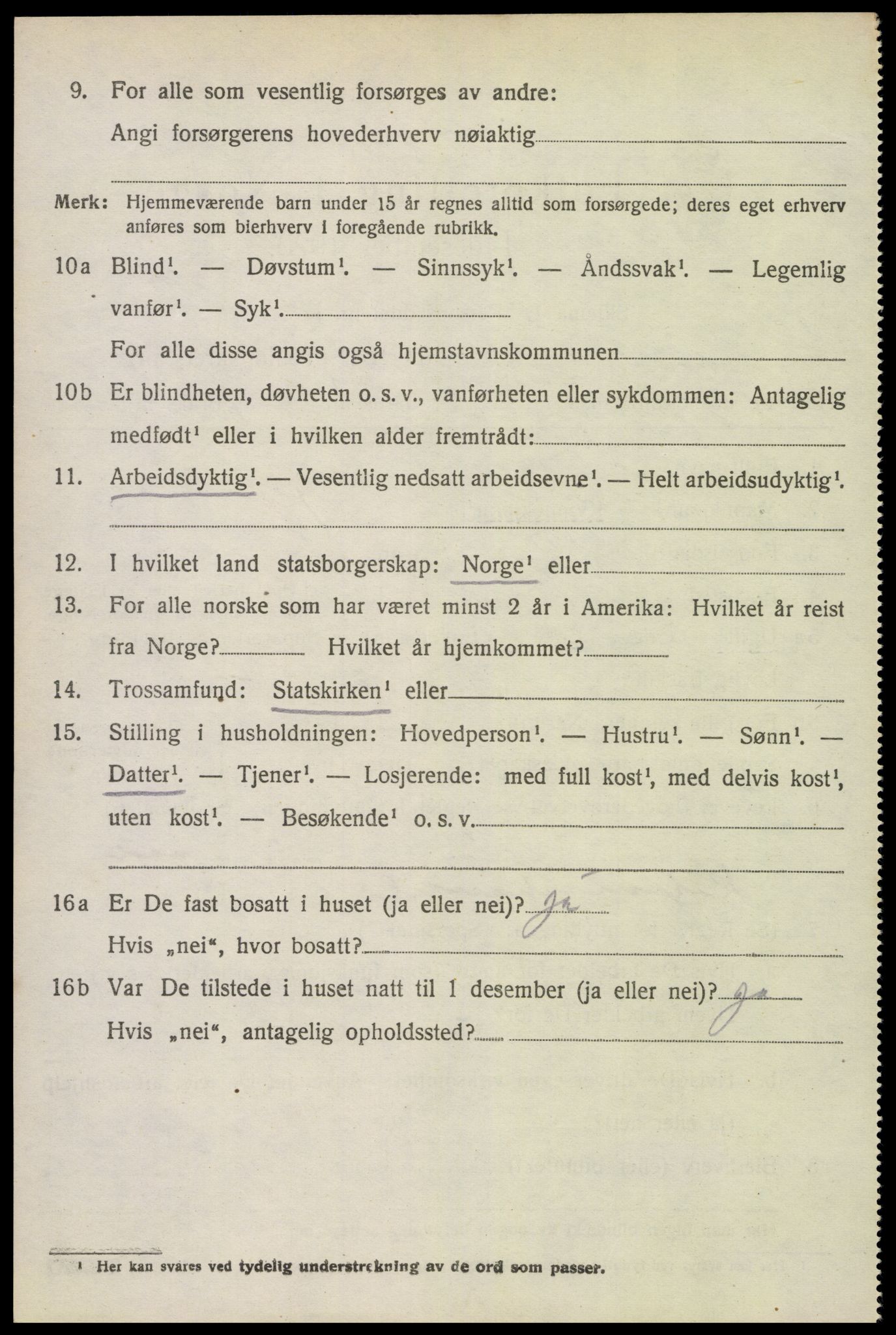 SAK, 1920 census for Fjære, 1920, p. 3166