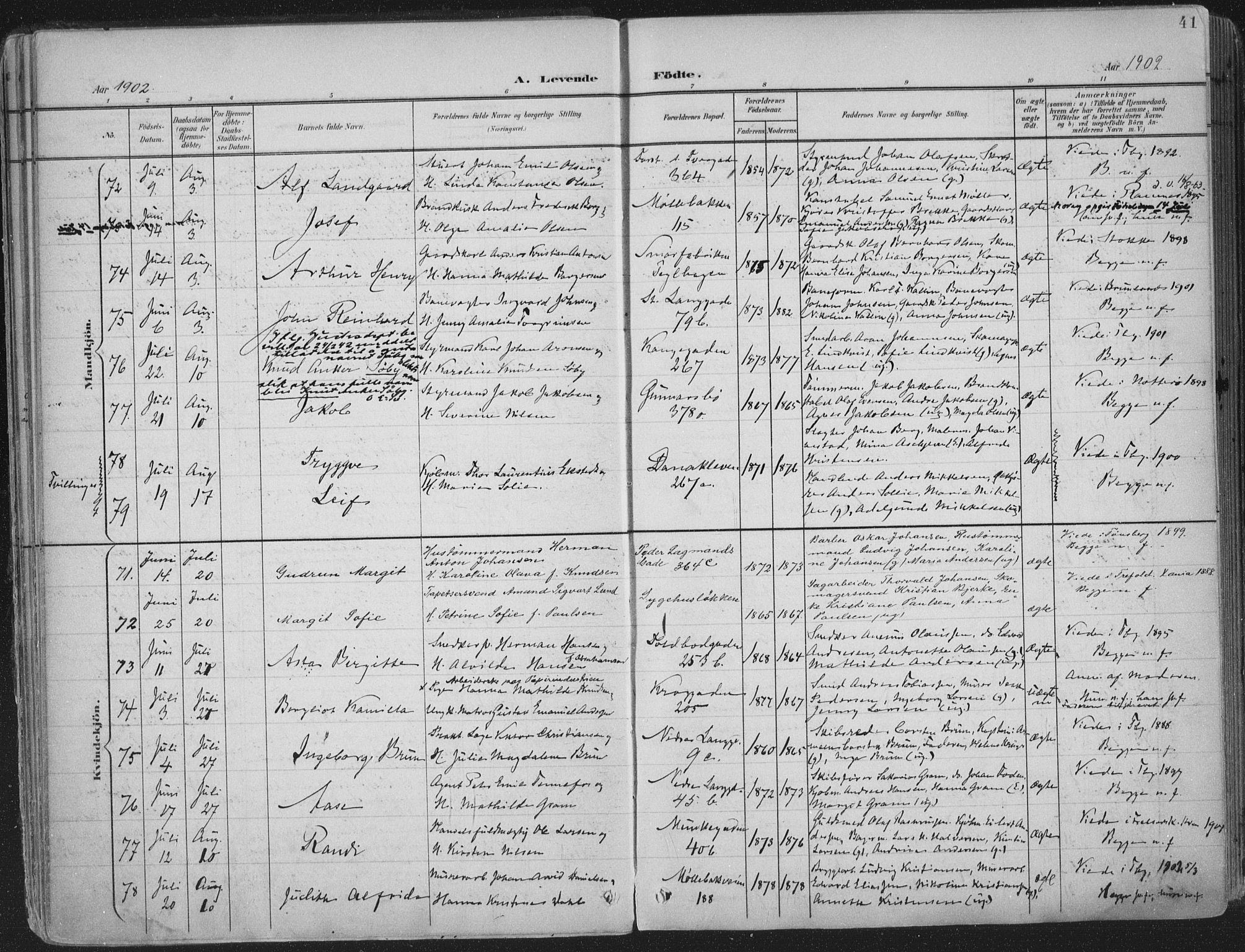 Tønsberg kirkebøker, SAKO/A-330/F/Fa/L0014: Parish register (official) no. I 14, 1900-1913, p. 41