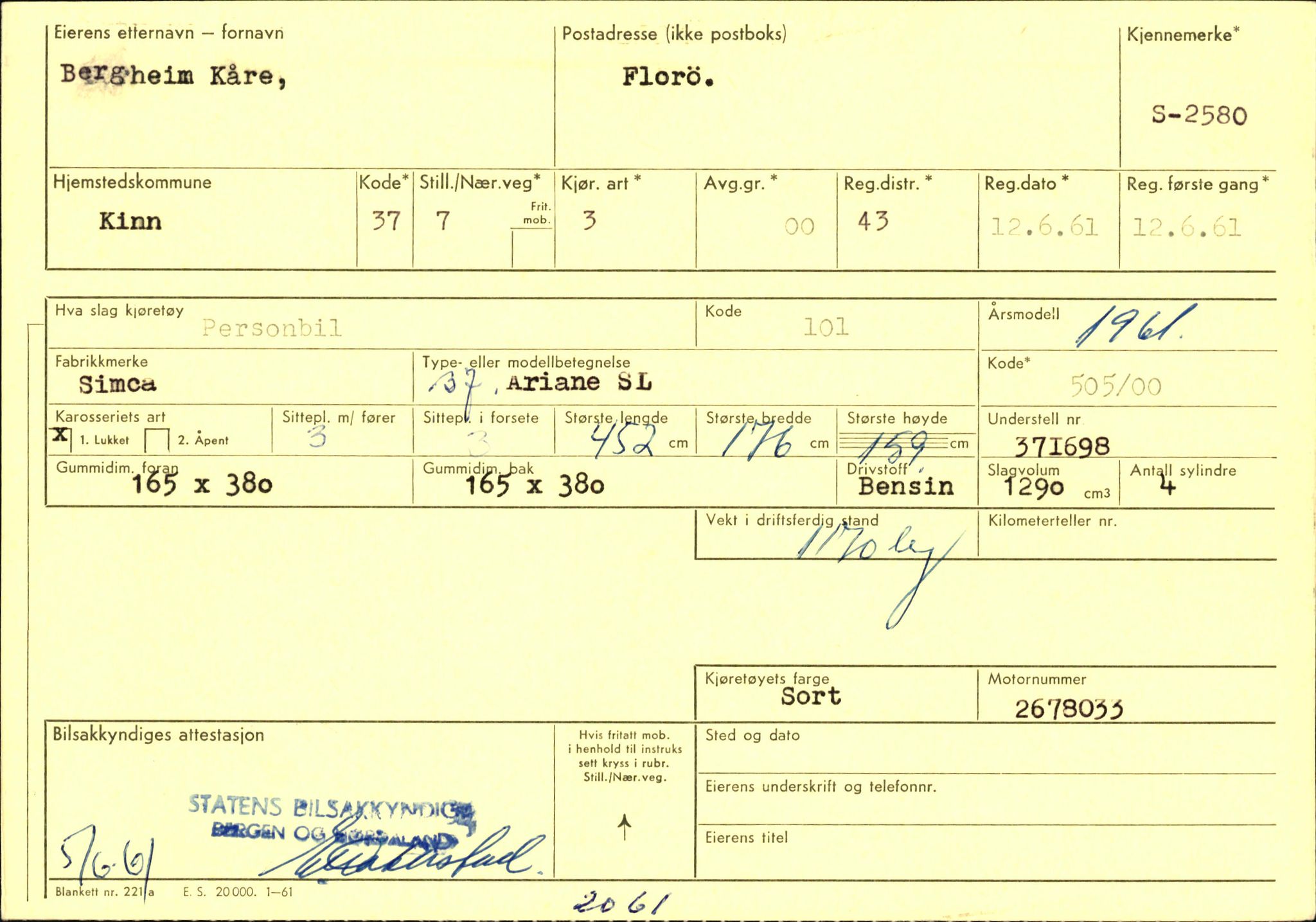 Statens vegvesen, Sogn og Fjordane vegkontor, AV/SAB-A-5301/4/F/L0004: Registerkort utmeldte Fjordane S2500-2700, S7200-7899, 1930-1961, p. 123