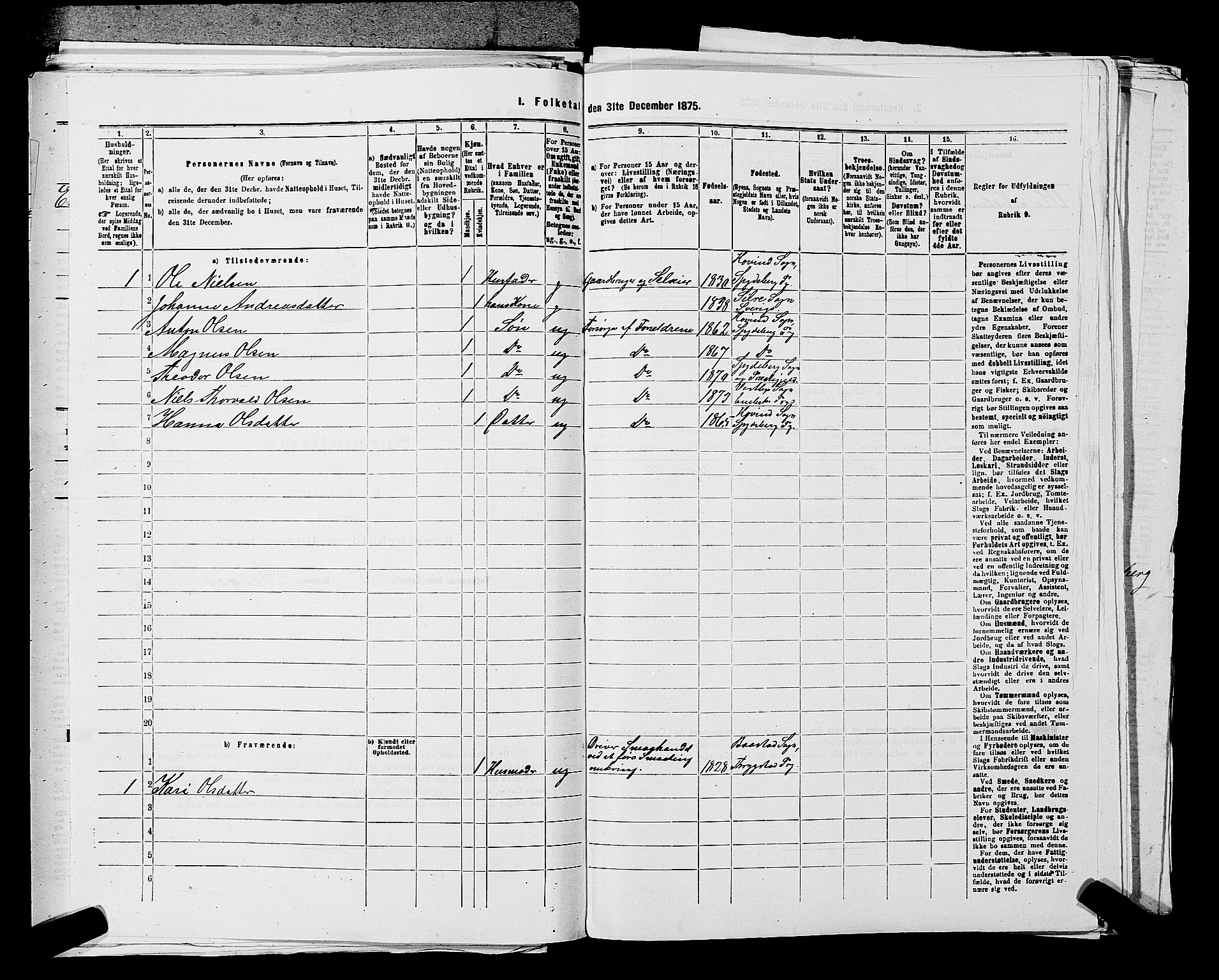 RA, 1875 census for 0229P Enebakk, 1875, p. 927