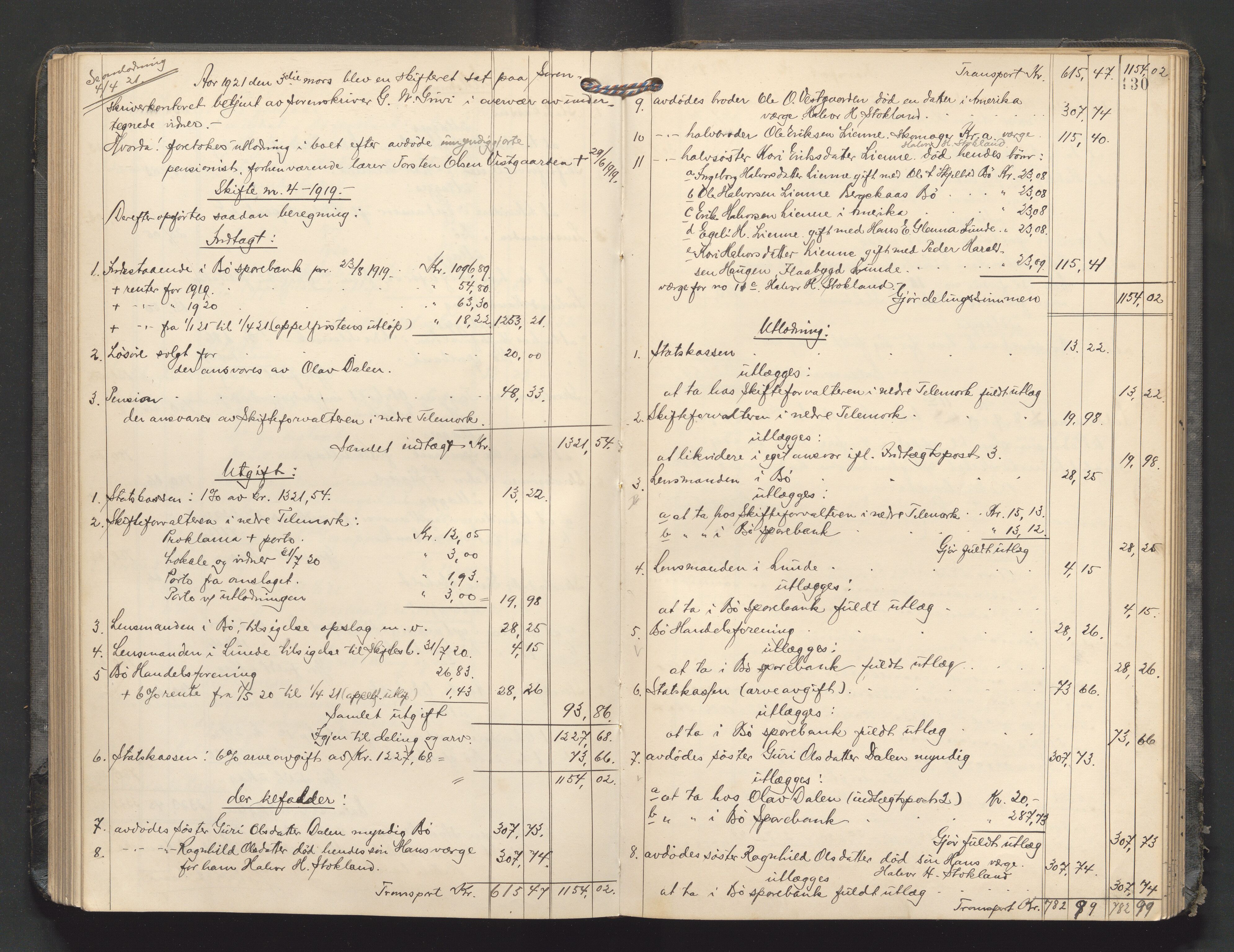 Nedre Telemark sorenskriveri, AV/SAKO-A-135/H/Hb/Hbe/L0008: Skifteutlodningsprotokoll, 1916-1922, p. 129b-130a