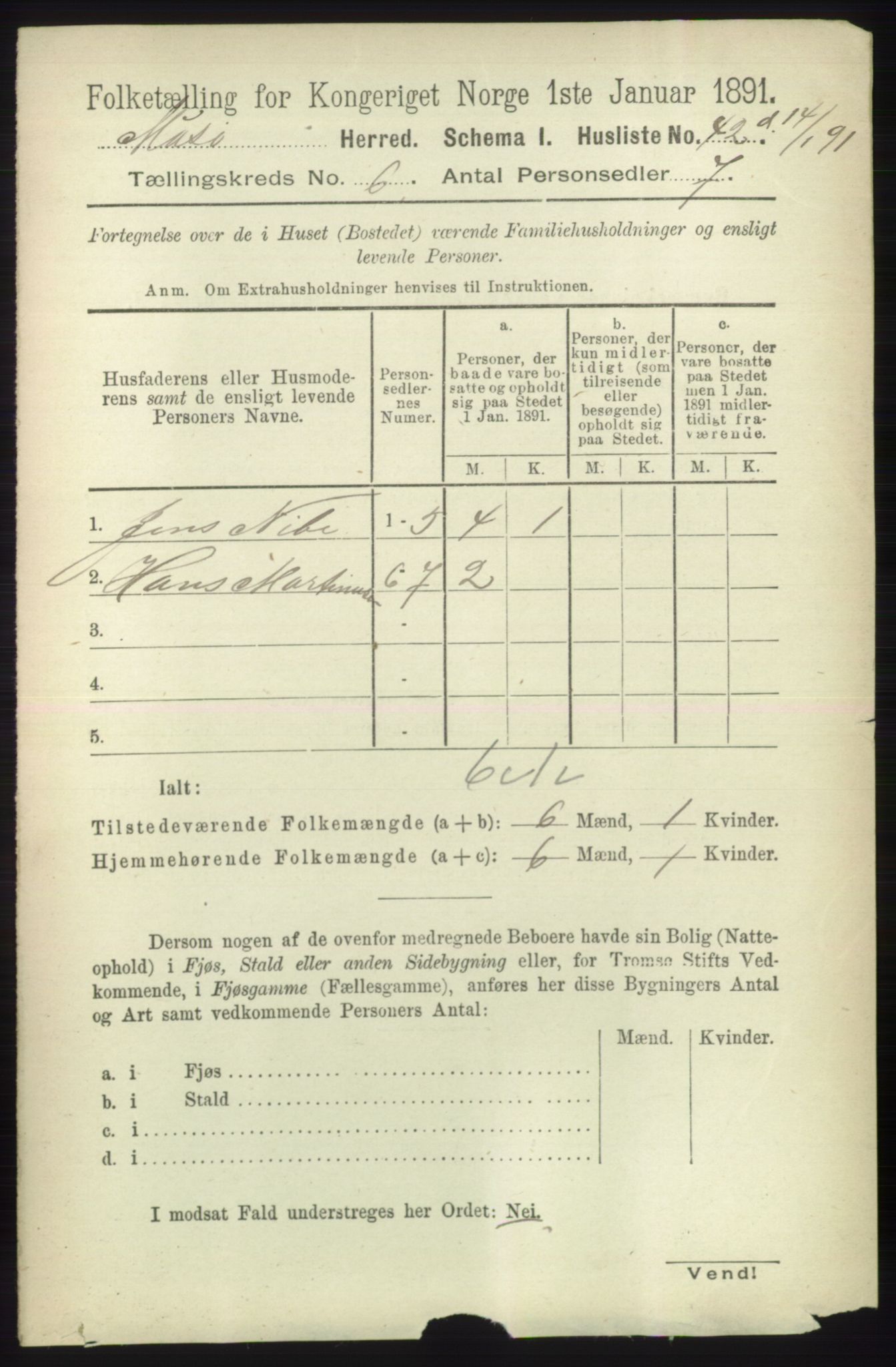RA, 1891 census for 2018 Måsøy, 1891, p. 1120