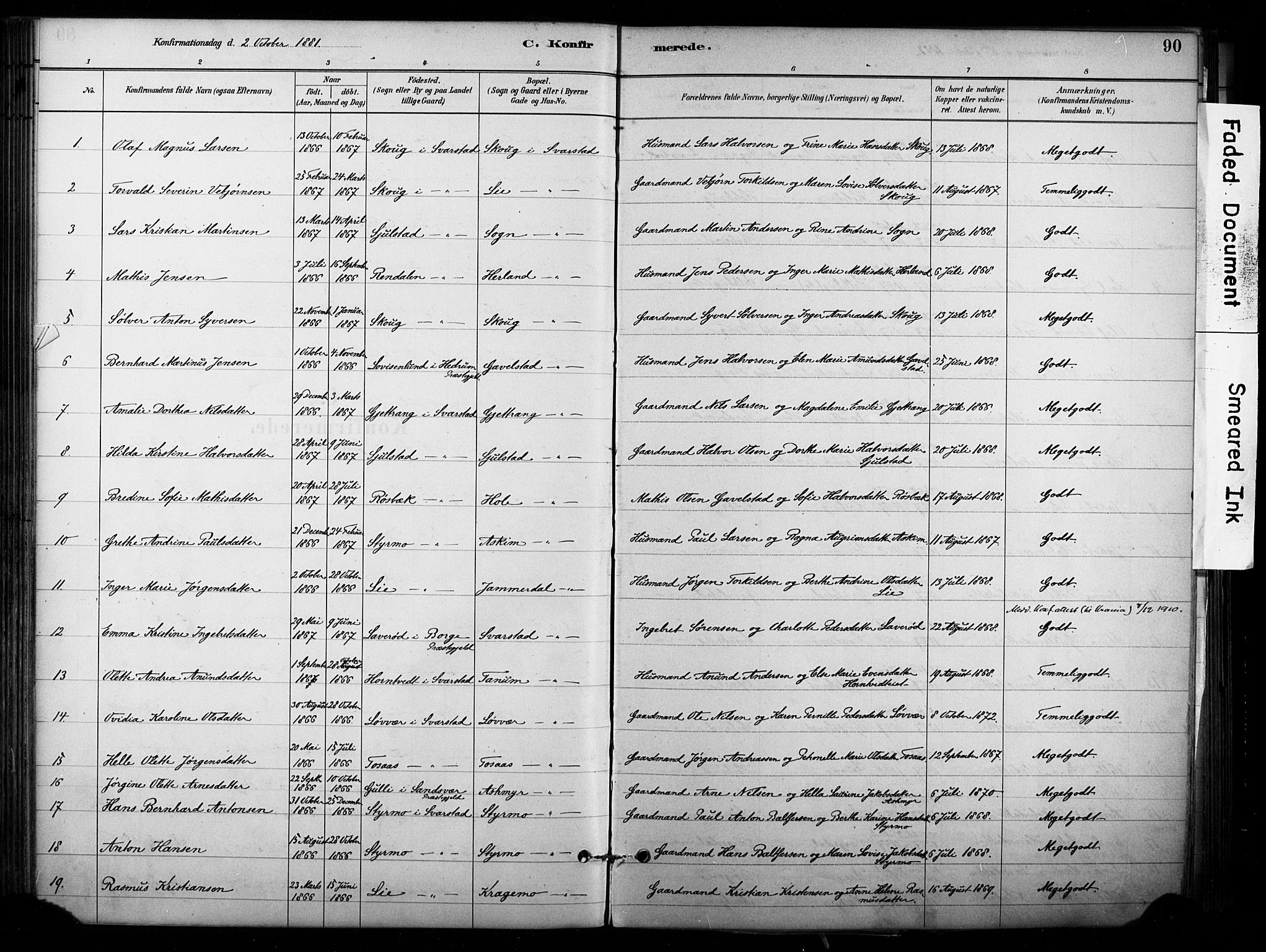 Lardal kirkebøker, AV/SAKO-A-350/F/Fb/L0001: Parish register (official) no. II 1, 1881-1911, p. 90