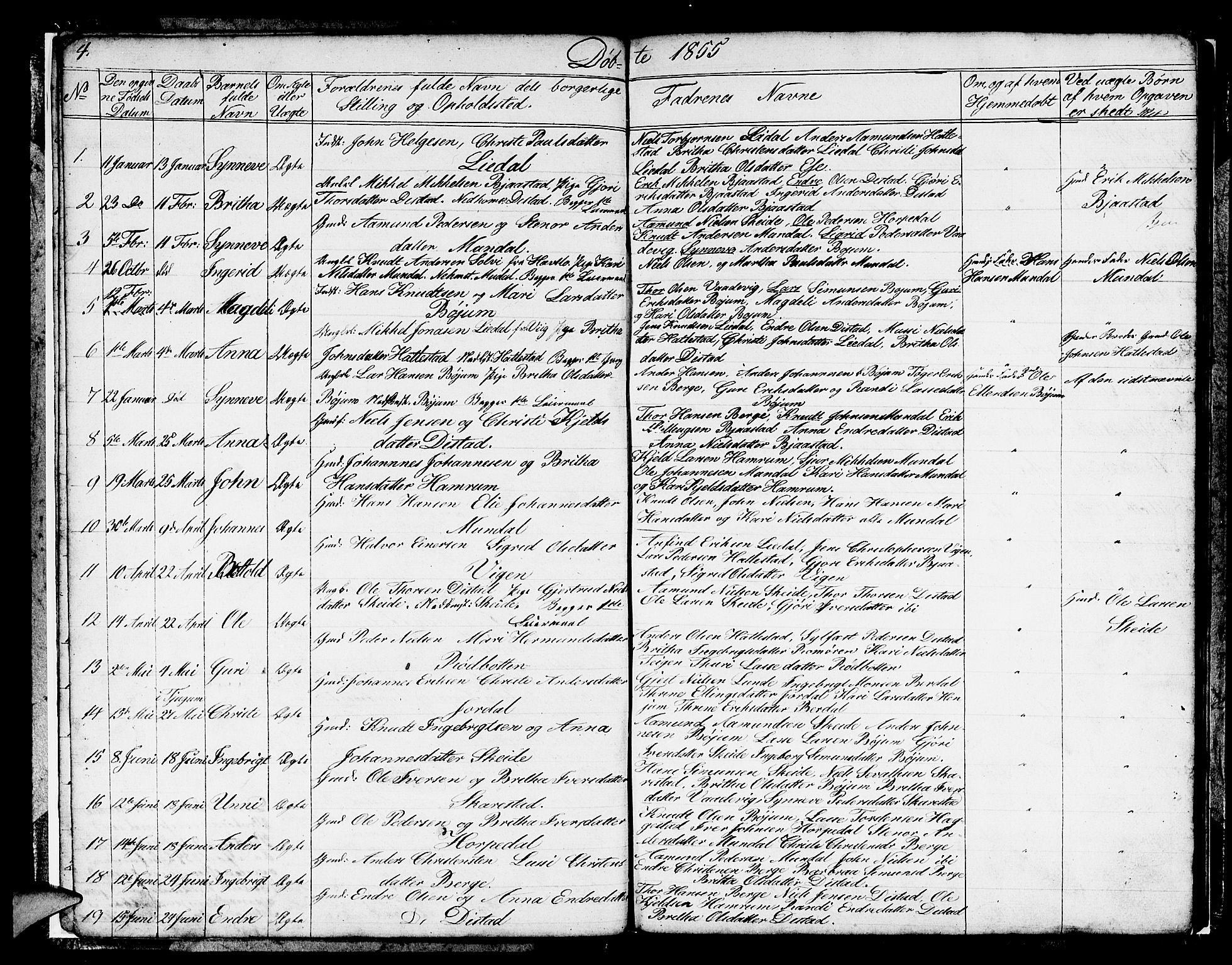 Balestrand sokneprestembete, AV/SAB-A-79601/H/Hab/Habb/L0001: Parish register (copy) no. B 1, 1853-1879, p. 4