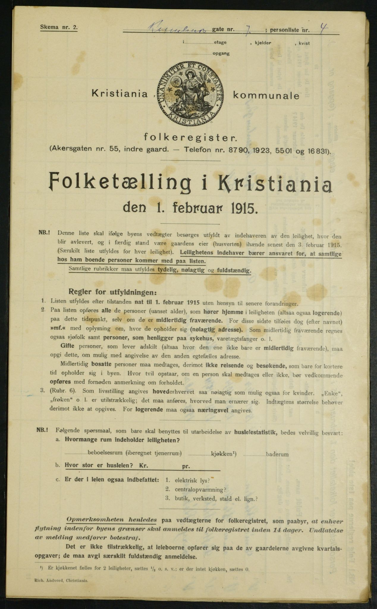 OBA, Municipal Census 1915 for Kristiania, 1915, p. 83713