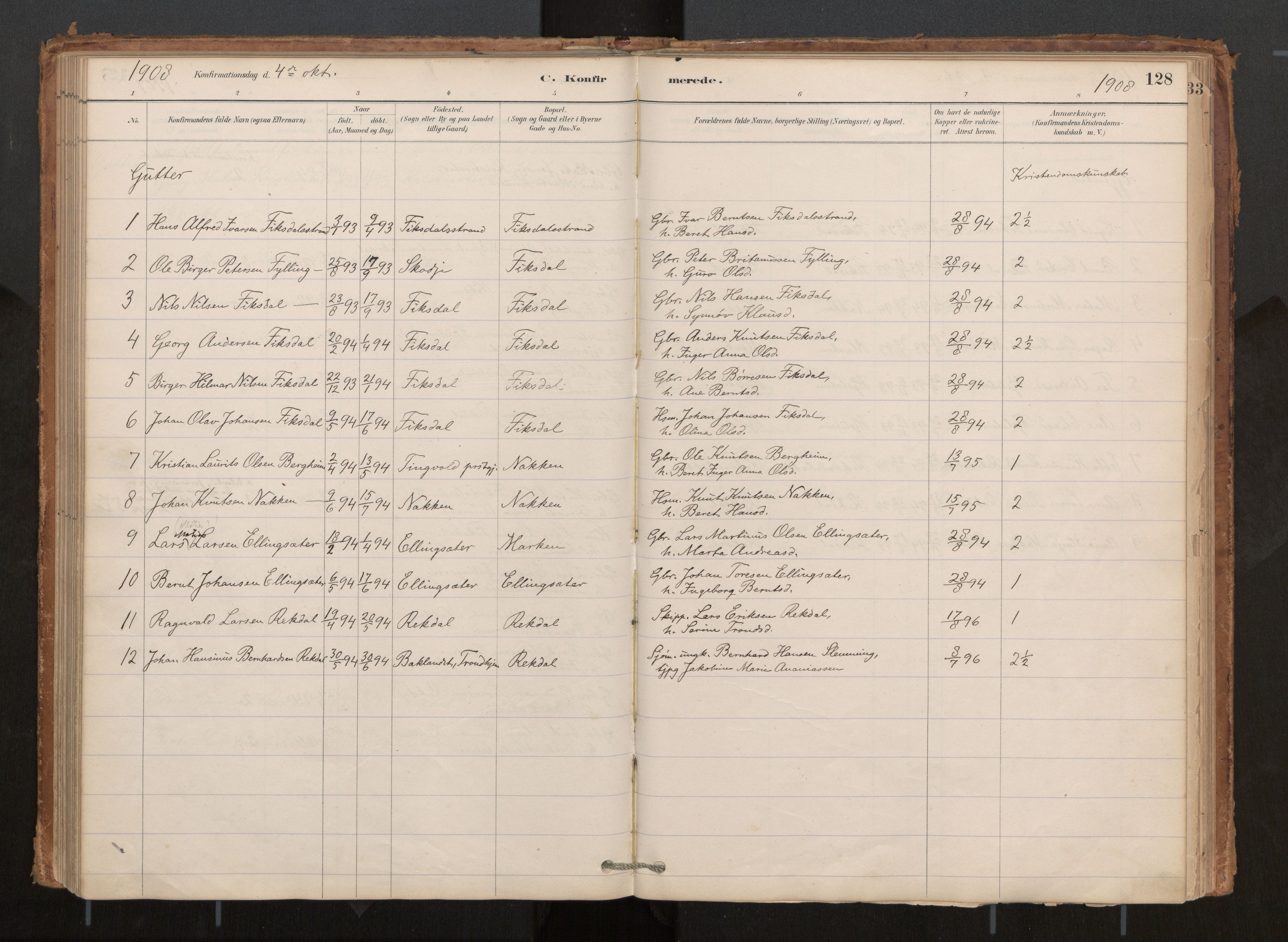 Ministerialprotokoller, klokkerbøker og fødselsregistre - Møre og Romsdal, AV/SAT-A-1454/540/L0540a: Parish register (official) no. 540A02, 1884-1908, p. 128