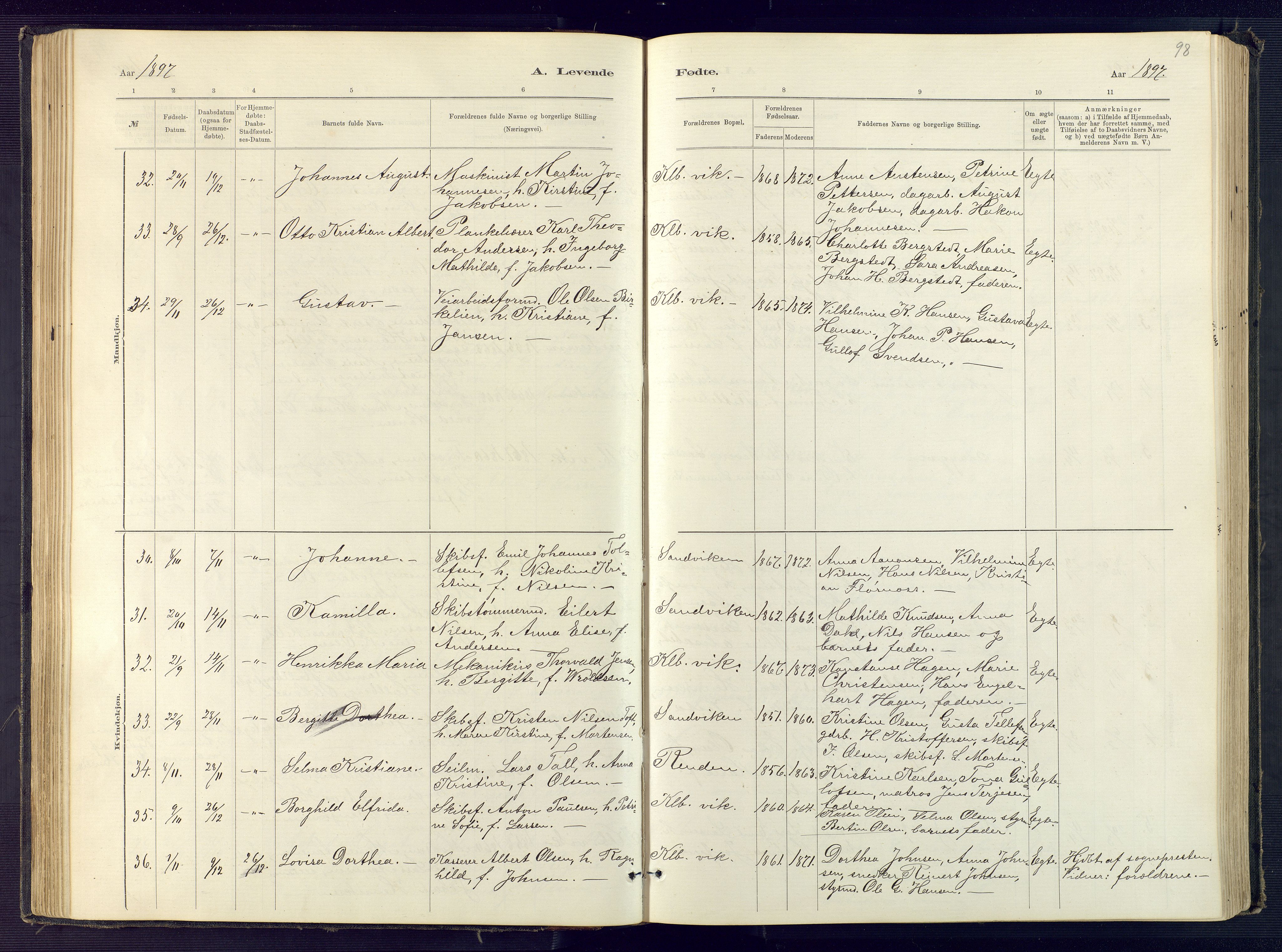 Hisøy sokneprestkontor, AV/SAK-1111-0020/F/Fb/L0003: Parish register (copy) no. B 3, 1885-1905, p. 98