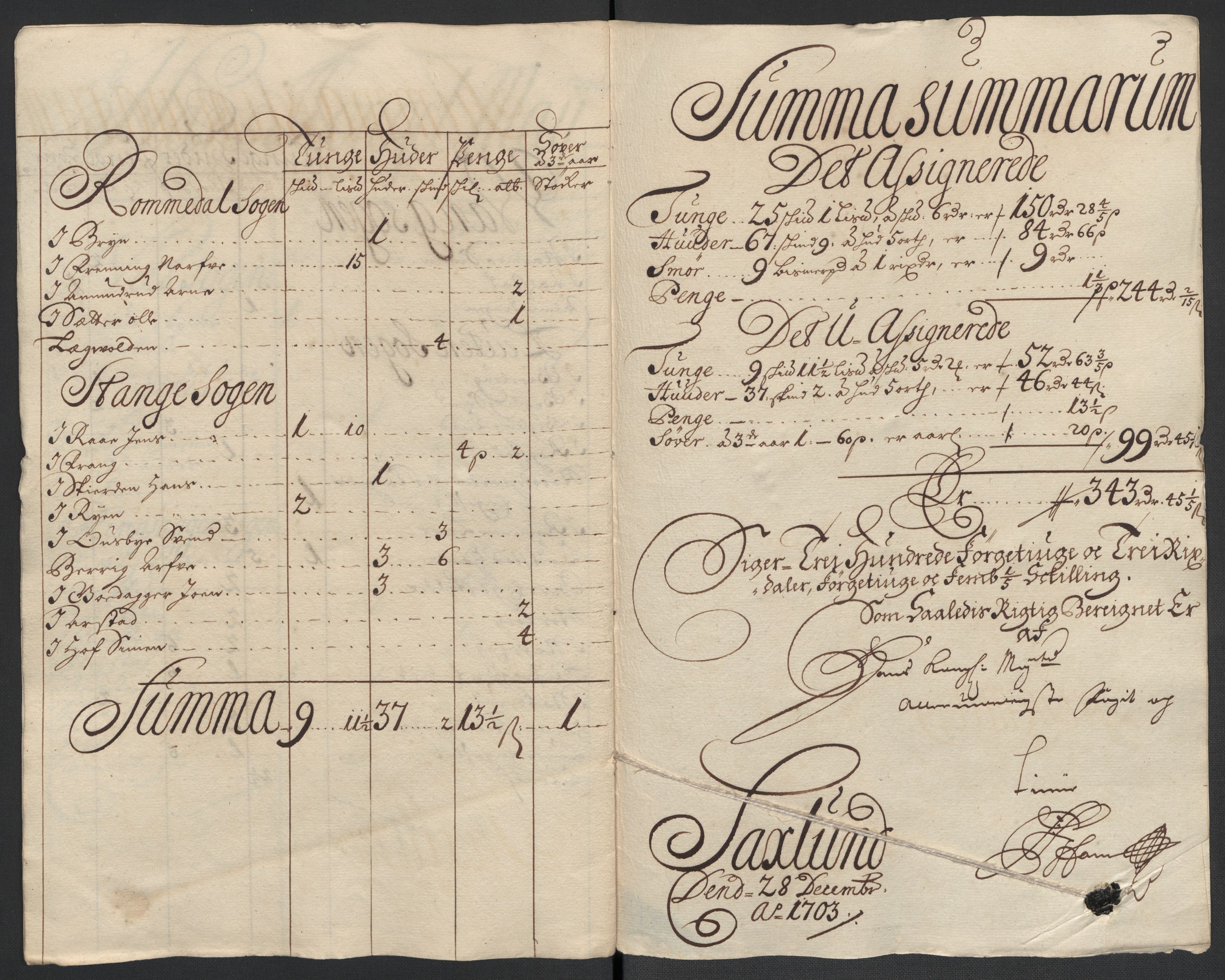 Rentekammeret inntil 1814, Reviderte regnskaper, Fogderegnskap, RA/EA-4092/R16/L1041: Fogderegnskap Hedmark, 1703-1704, p. 38
