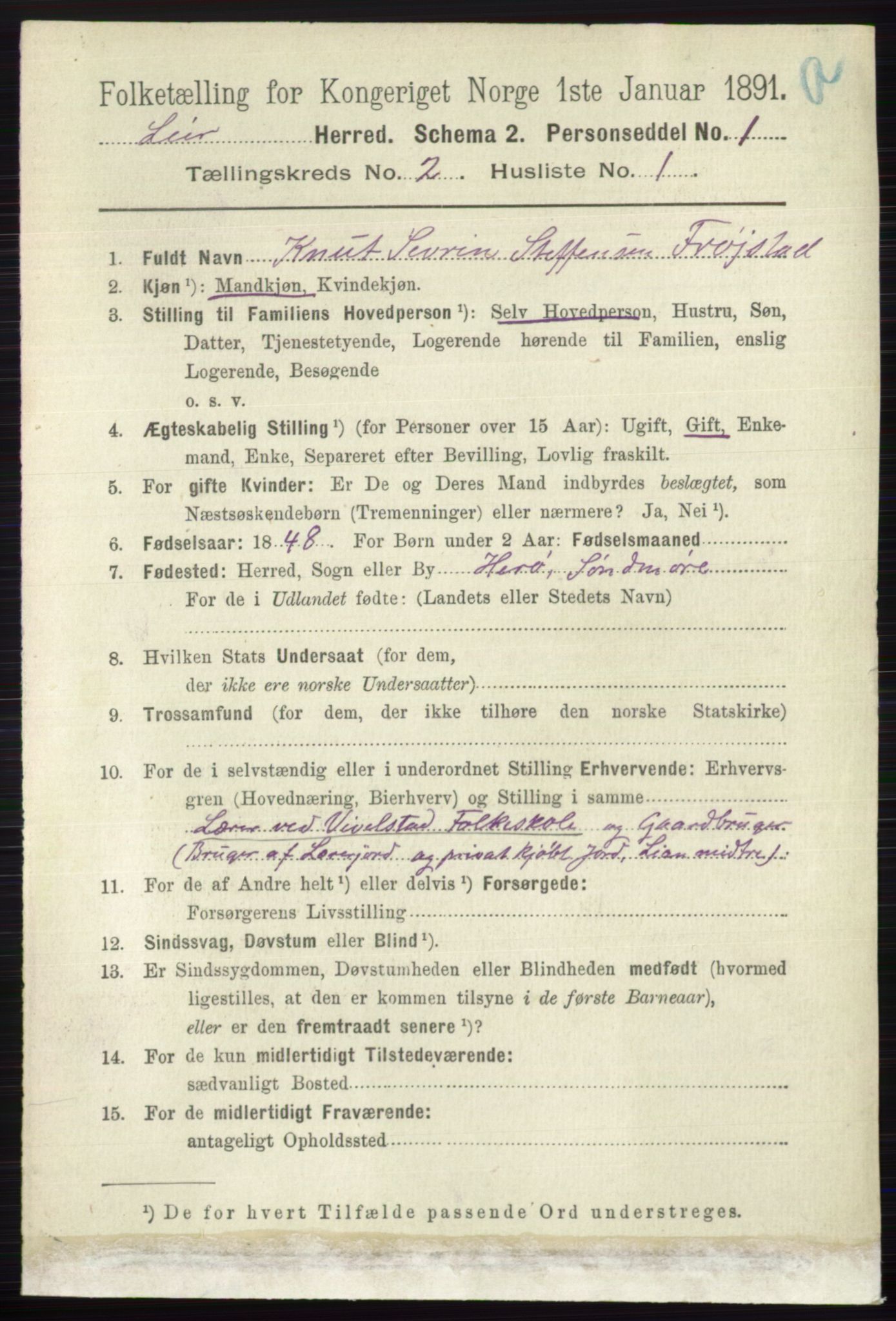 RA, 1891 census for 0626 Lier, 1891, p. 1576