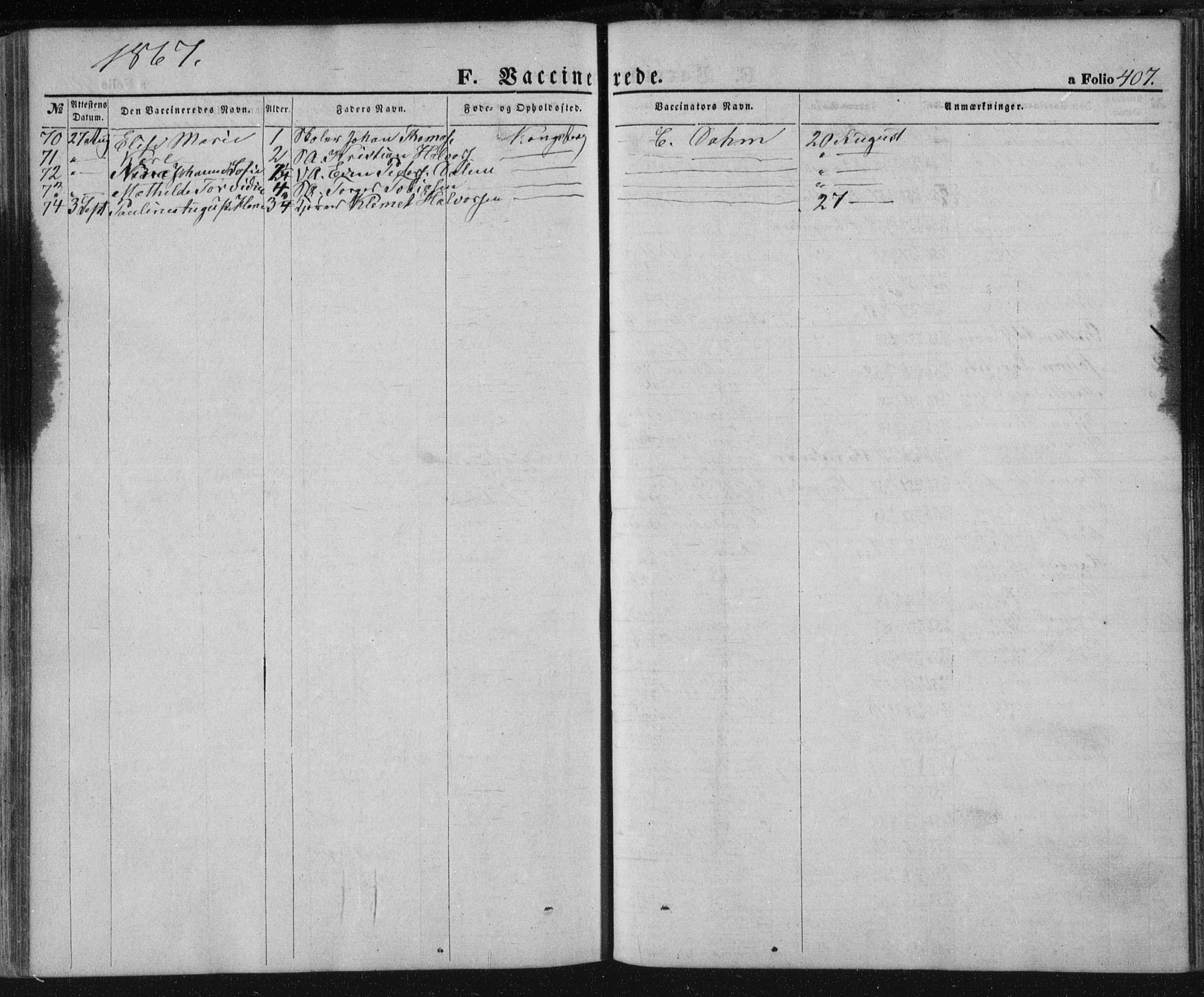 Kongsberg kirkebøker, AV/SAKO-A-22/F/Fa/L0010: Parish register (official) no. I 10, 1859-1875, p. 407
