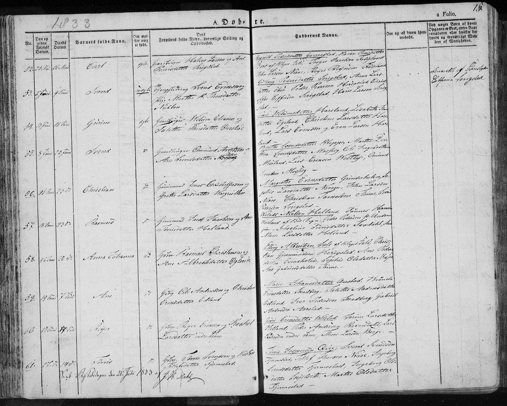 Lye sokneprestkontor, AV/SAST-A-101794/001/30BA/L0004: Parish register (official) no. A 4, 1826-1841, p. 75