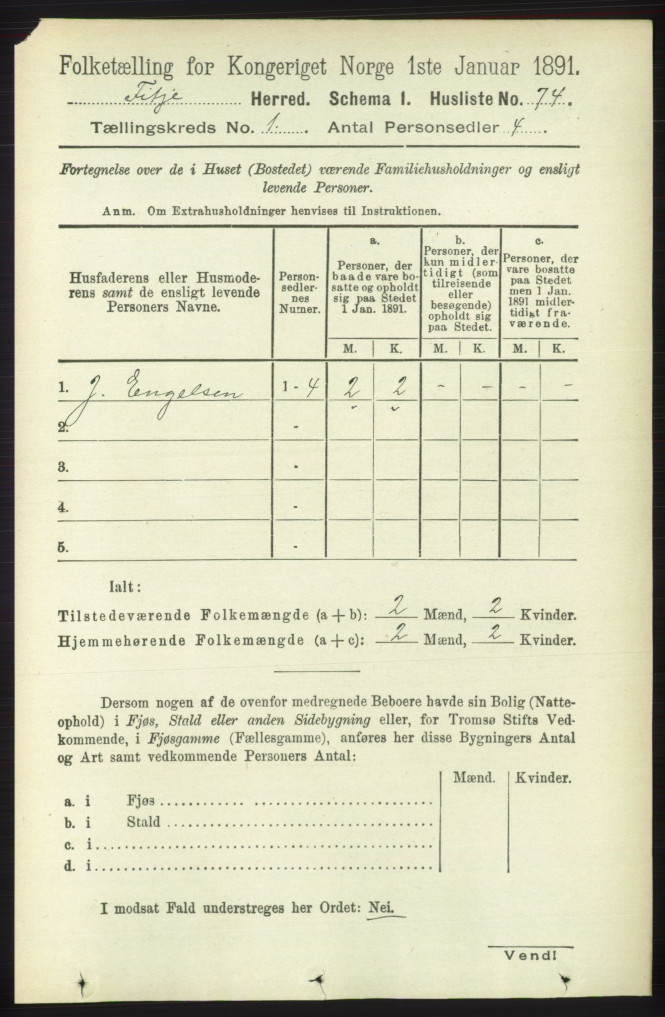 RA, 1891 census for 1222 Fitjar, 1891, p. 93