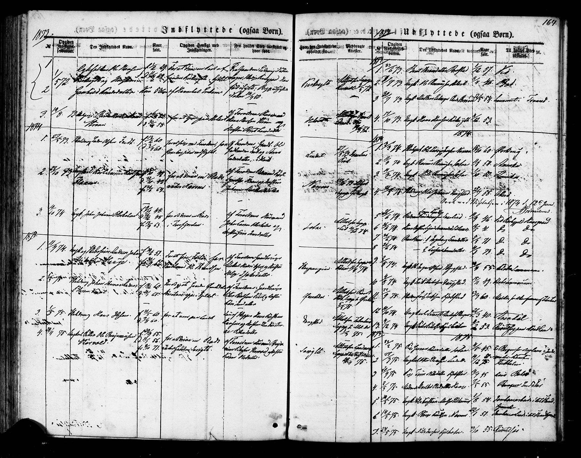 Ministerialprotokoller, klokkerbøker og fødselsregistre - Møre og Romsdal, SAT/A-1454/541/L0545: Parish register (official) no. 541A02, 1872-1886, p. 164