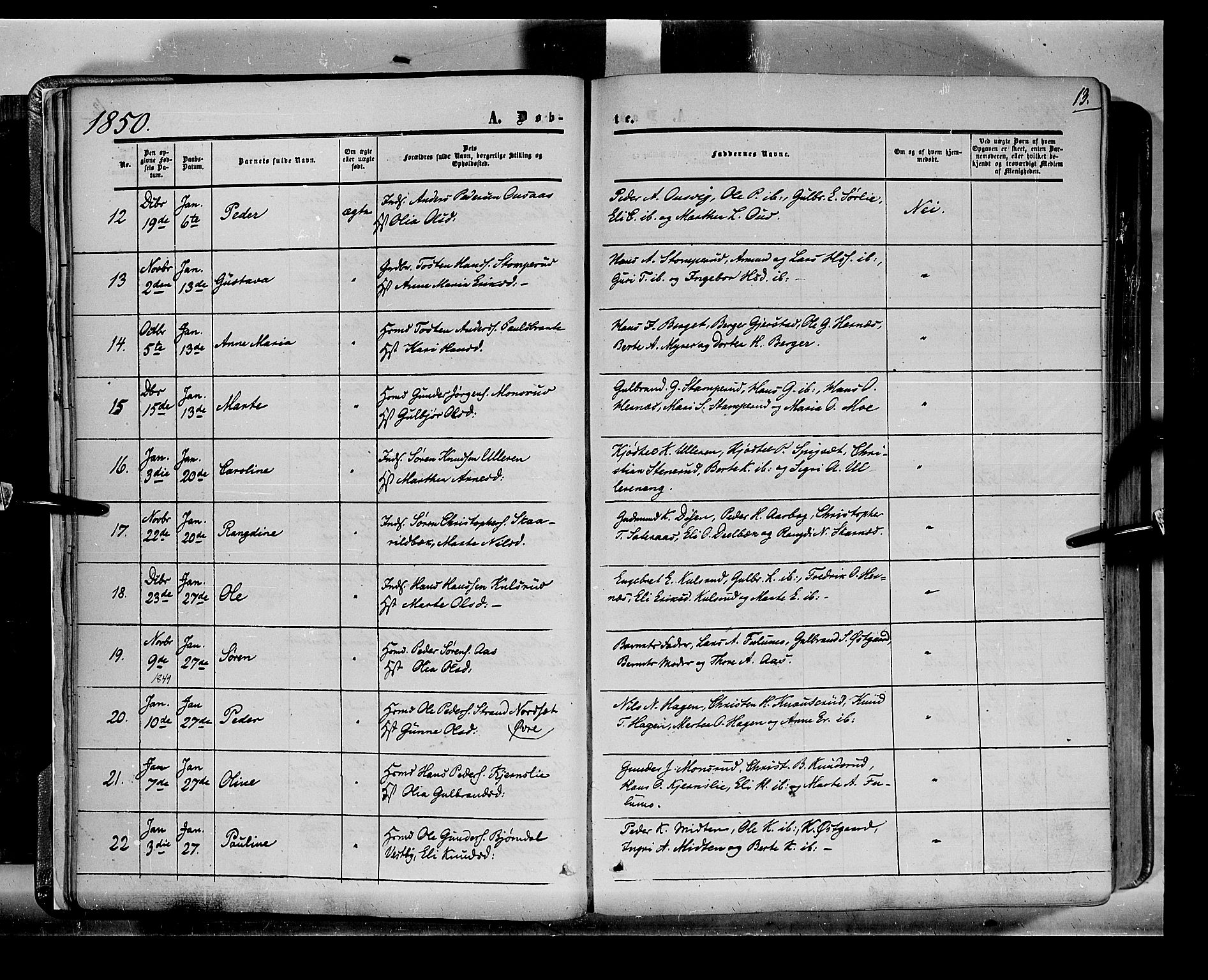 Sør-Odal prestekontor, SAH/PREST-030/H/Ha/Haa/L0001: Parish register (official) no. 1, 1849-1859, p. 13