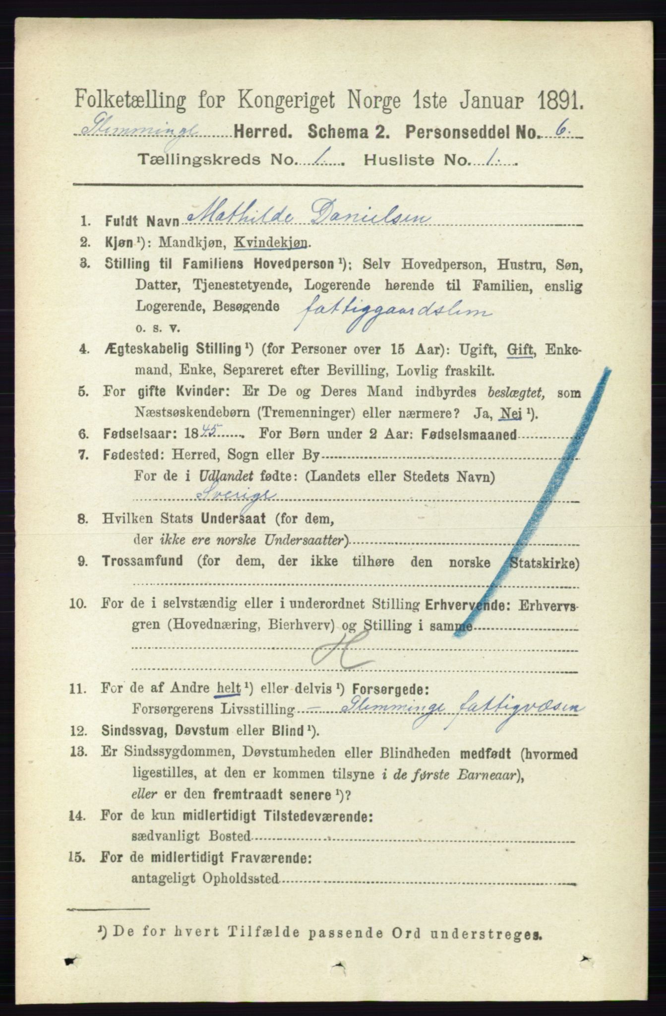 RA, 1891 census for 0132 Glemmen, 1891, p. 97