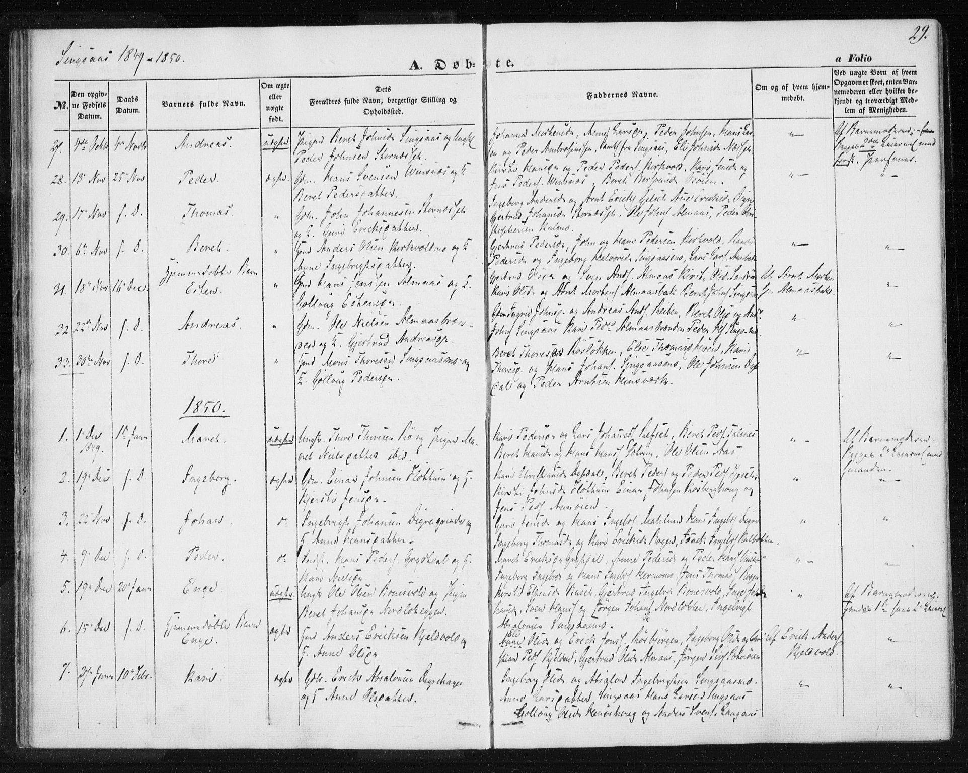 Ministerialprotokoller, klokkerbøker og fødselsregistre - Sør-Trøndelag, SAT/A-1456/685/L0964: Parish register (official) no. 685A06 /2, 1846-1859, p. 29