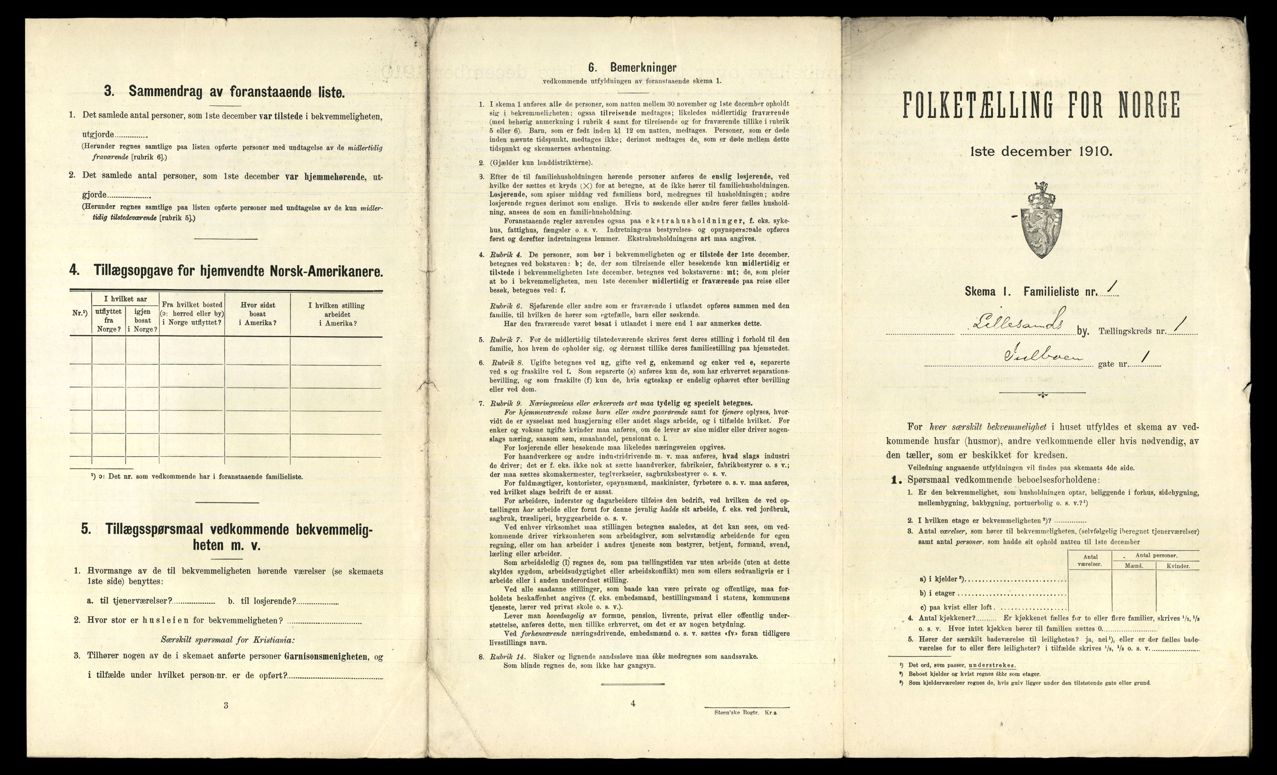 RA, 1910 census for Lillesand, 1910, p. 18