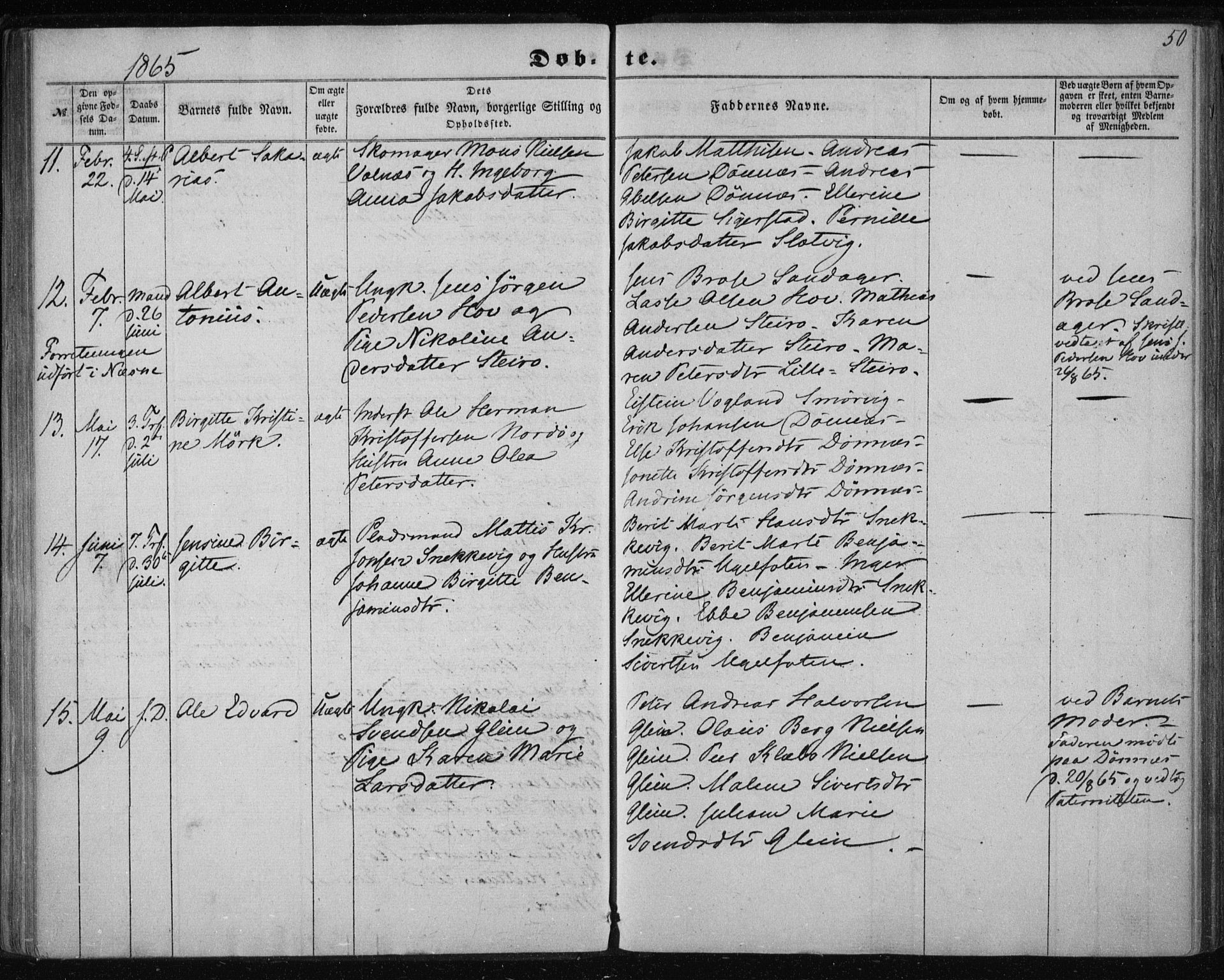 Ministerialprotokoller, klokkerbøker og fødselsregistre - Nordland, AV/SAT-A-1459/835/L0523: Parish register (official) no. 835A01, 1855-1865, p. 50