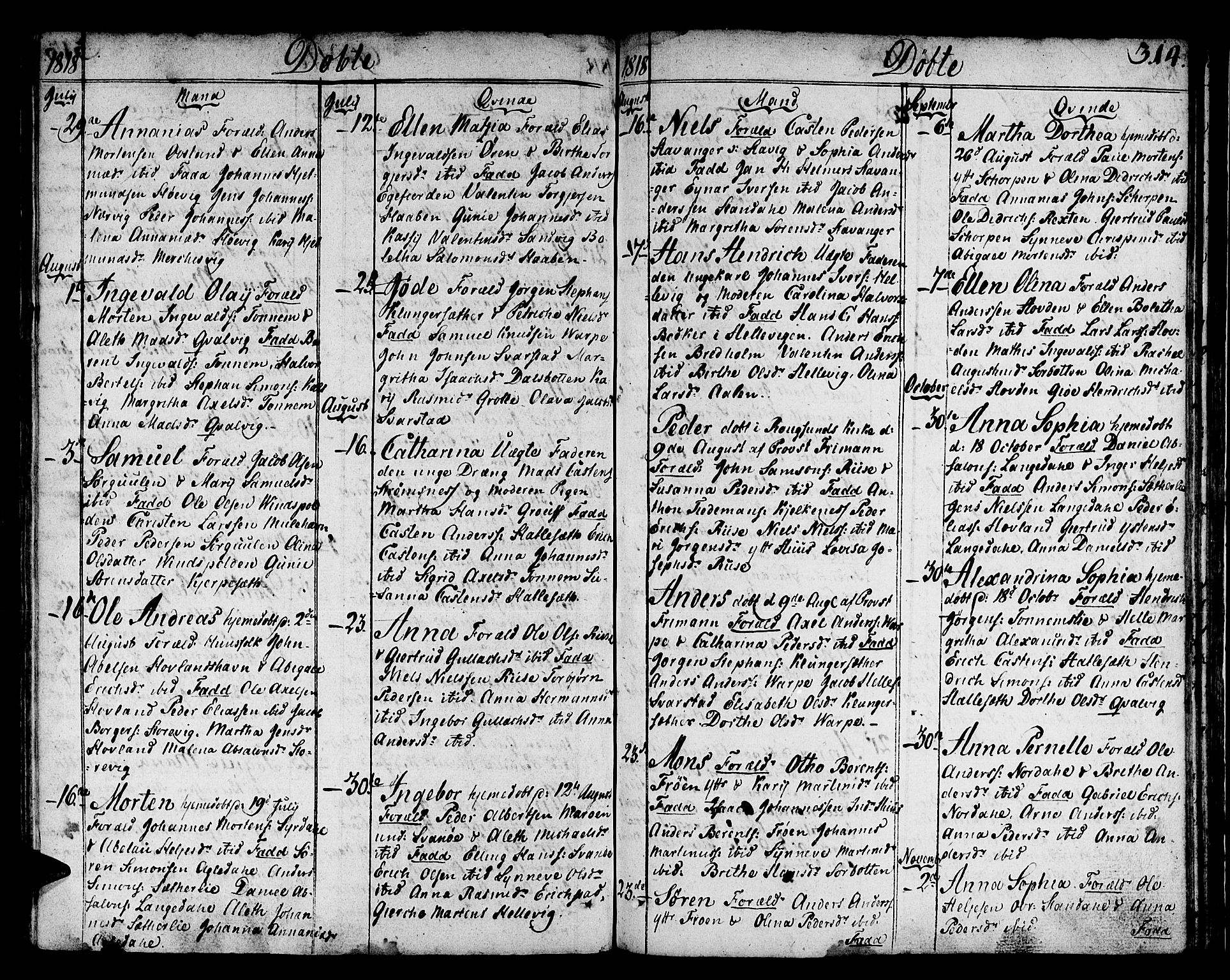 Kinn sokneprestembete, SAB/A-80801/H/Haa/Haaa/L0003: Parish register (official) no. A 3, 1785-1821, p. 314