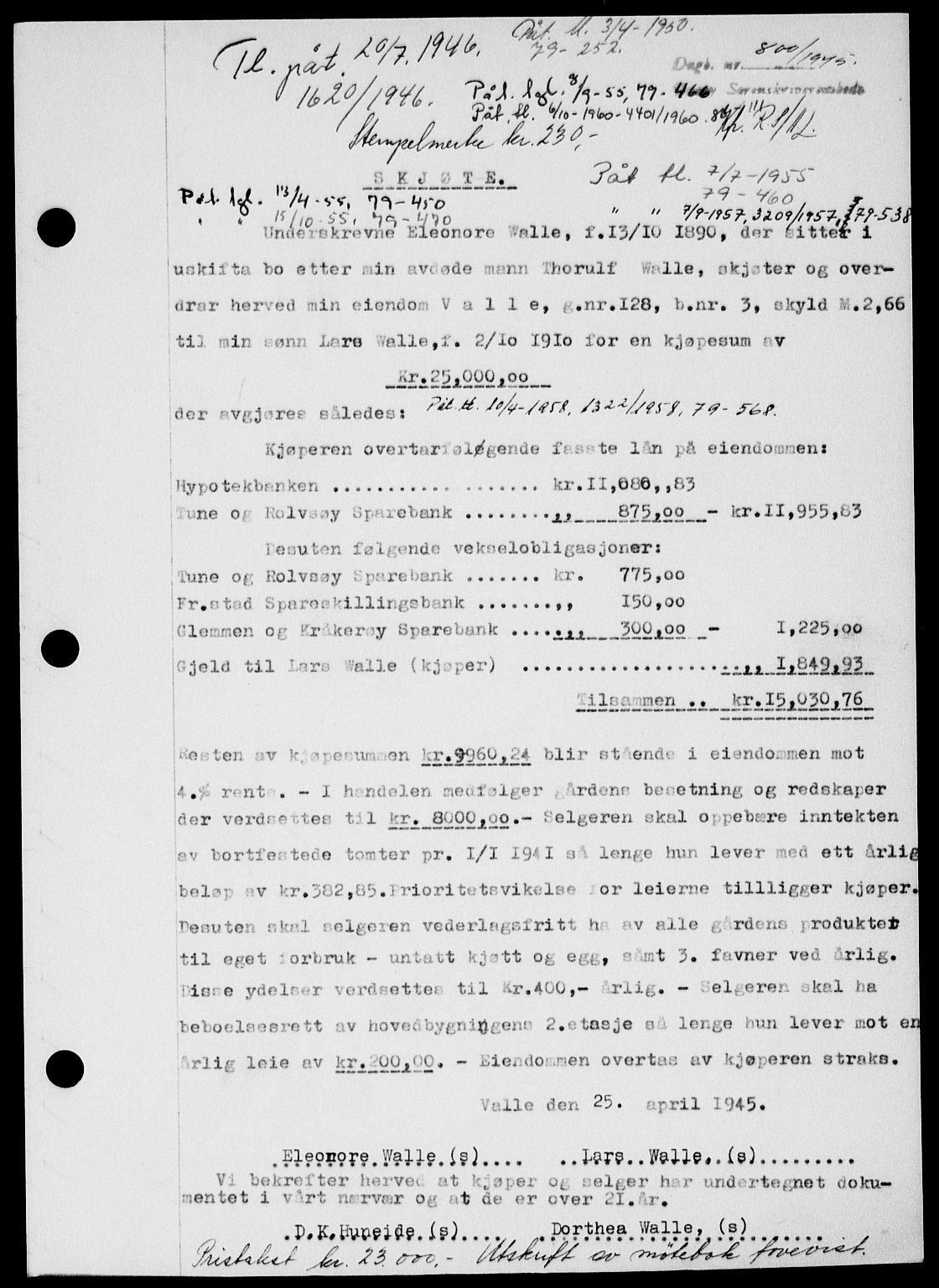 Onsøy sorenskriveri, SAO/A-10474/G/Ga/Gab/L0014: Mortgage book no. II A-14, 1944-1945, Diary no: : 800/1945