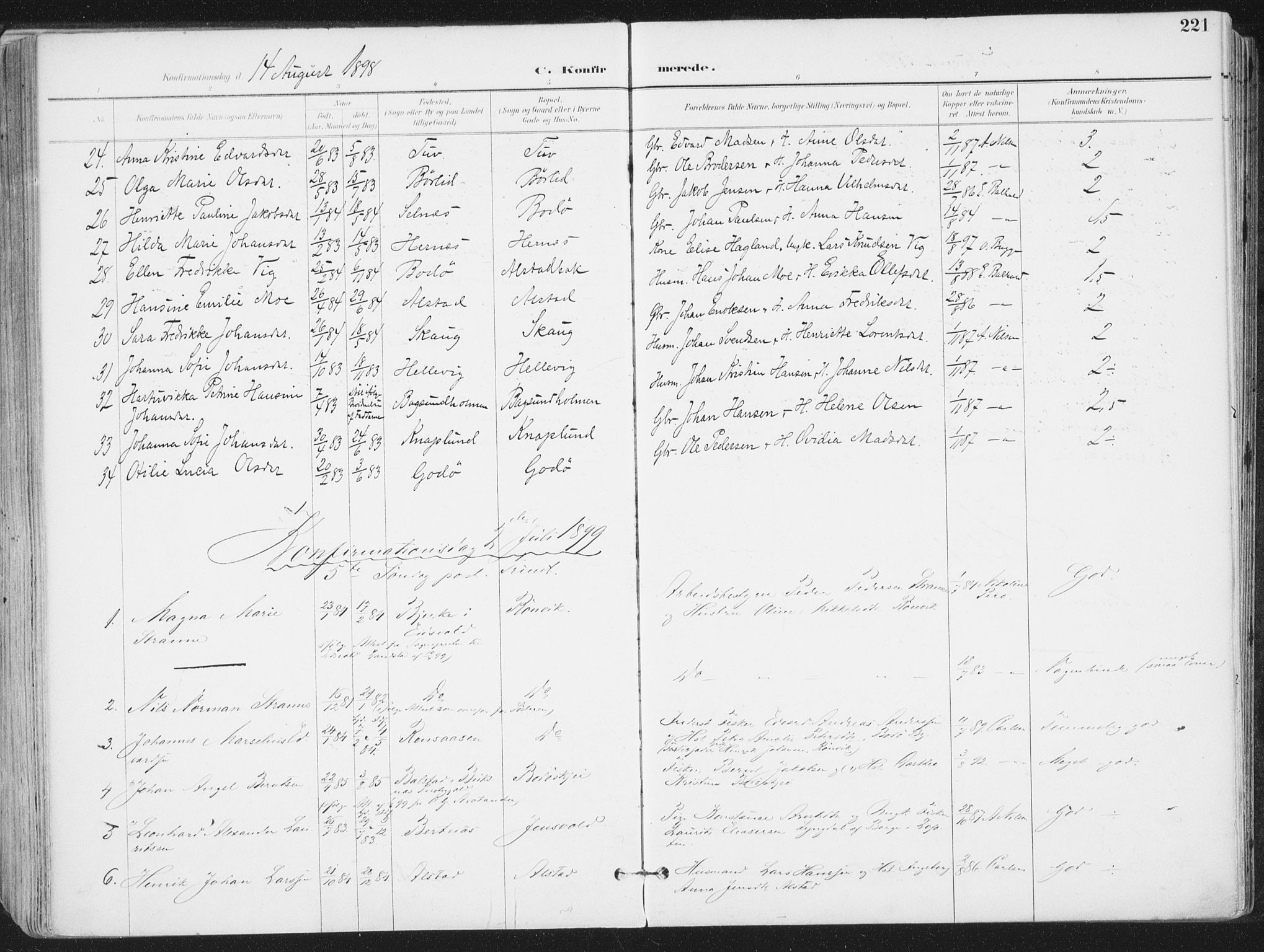 Ministerialprotokoller, klokkerbøker og fødselsregistre - Nordland, AV/SAT-A-1459/802/L0055: Parish register (official) no. 802A02, 1894-1915, p. 221