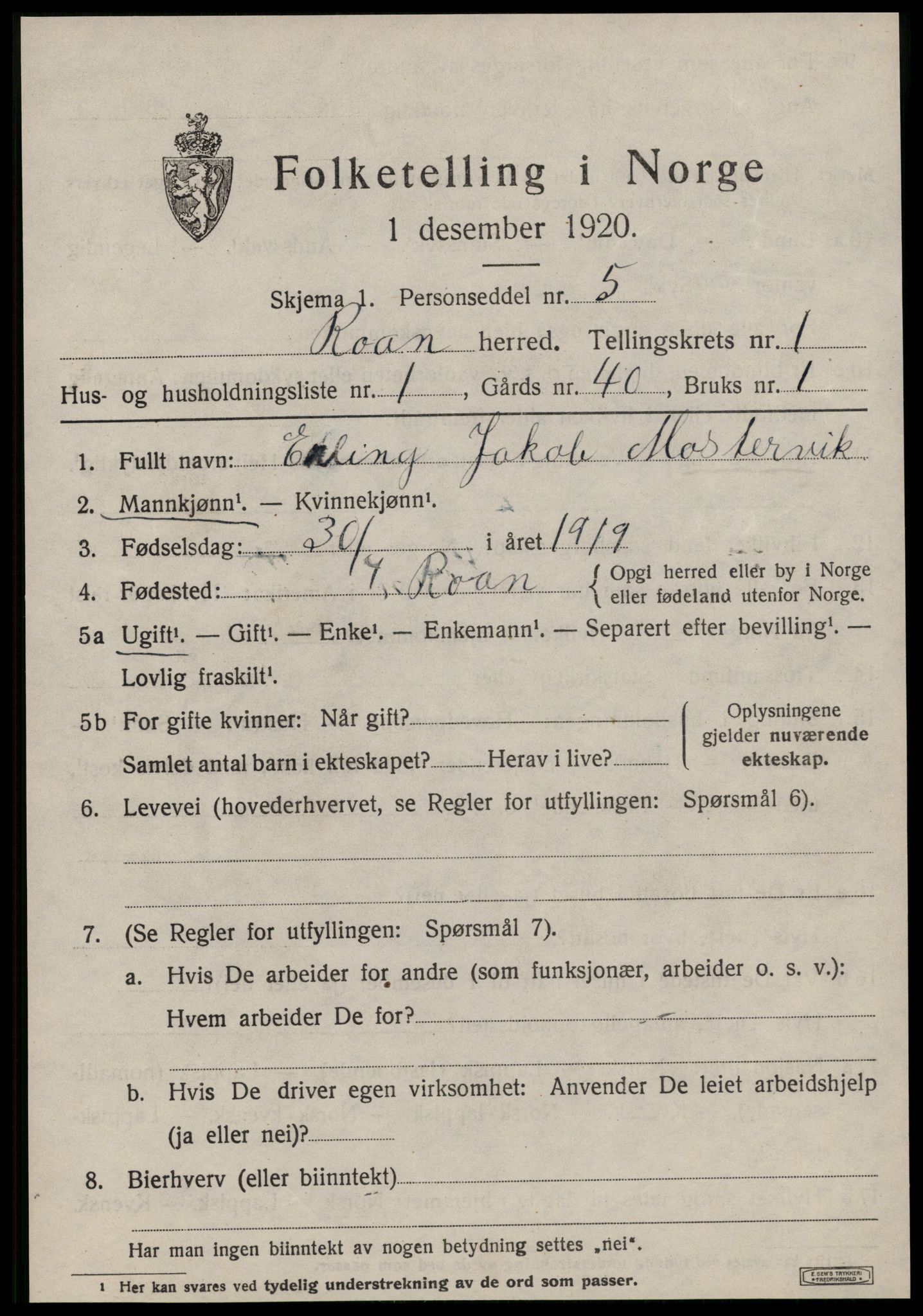 SAT, 1920 census for Roan, 1920, p. 811