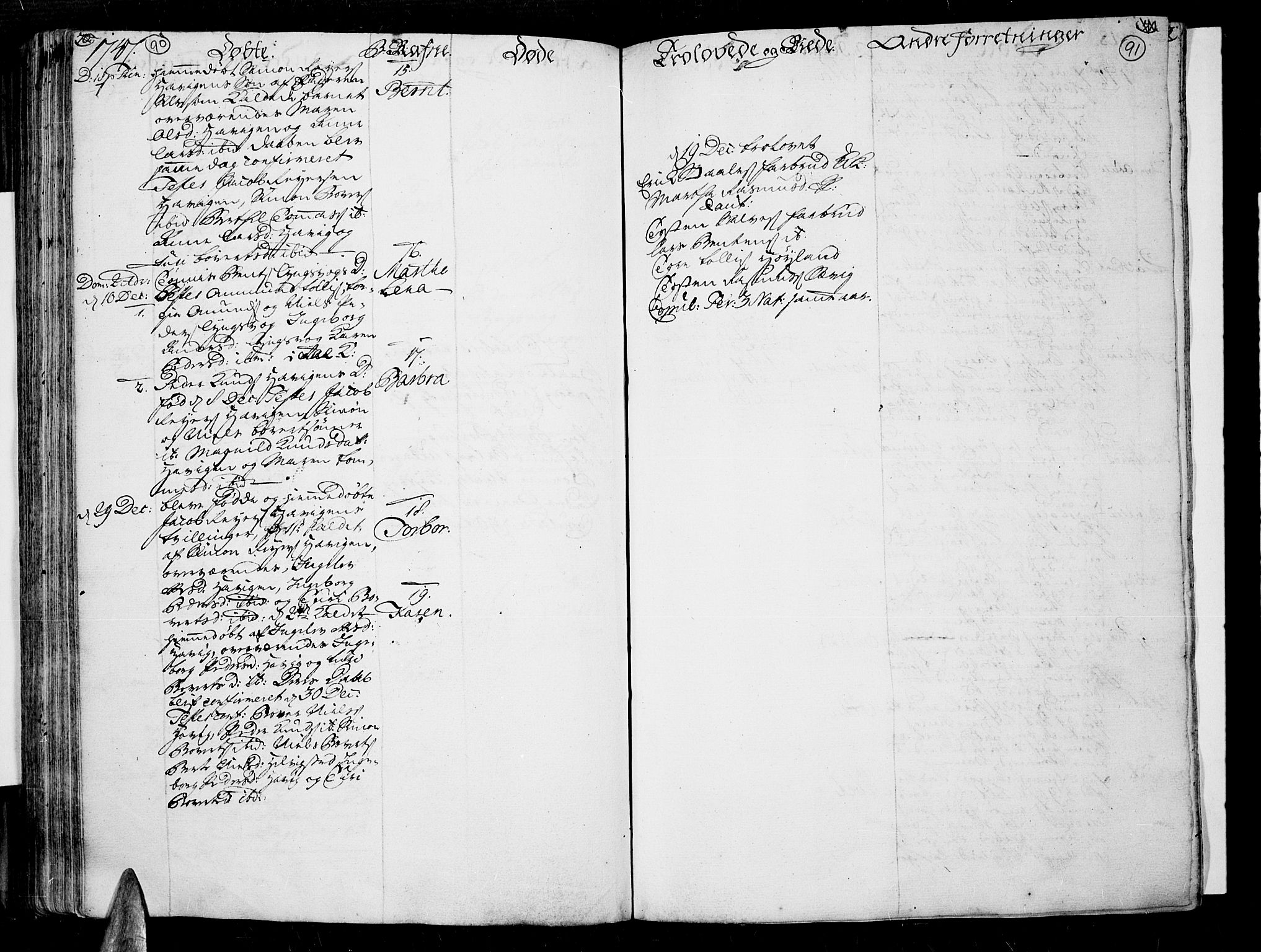 Lista sokneprestkontor, AV/SAK-1111-0027/F/Fa/L0002: Parish register (official) no. A 2 /3, 1726-1751, p. 90-91