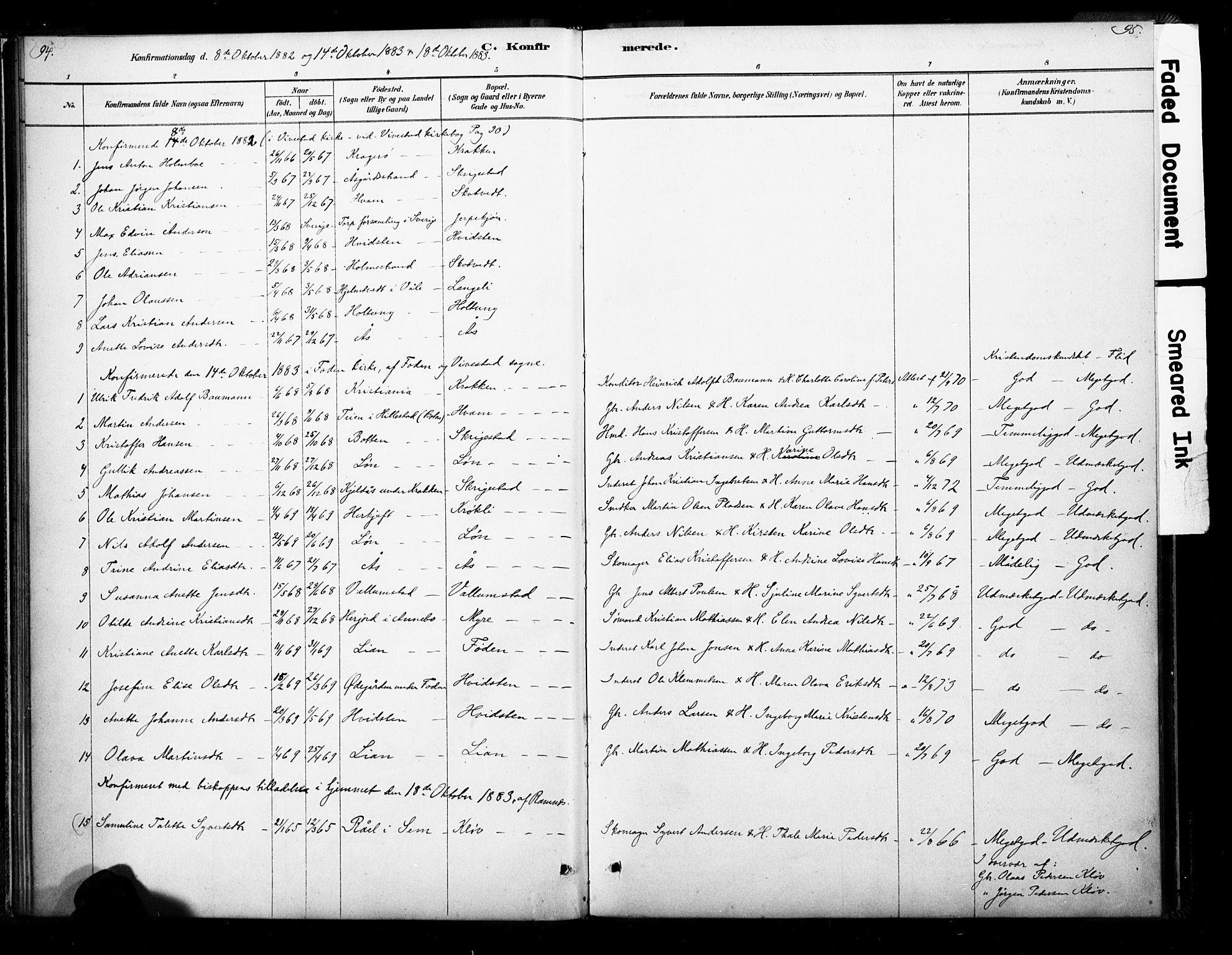 Ramnes kirkebøker, SAKO/A-314/F/Fb/L0001: Parish register (official) no. II 1, 1878-1894, p. 94-95